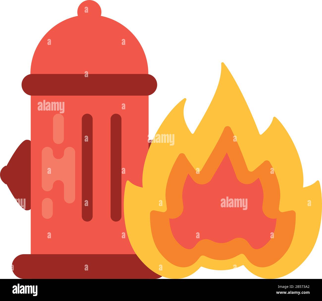 fire hydrant with fire flame on white background vector illustration ...