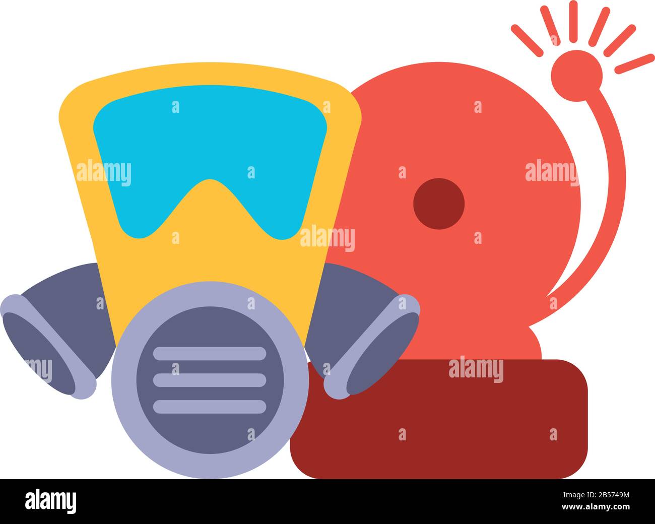 breathing mask with alarm on white background vector illustration ...