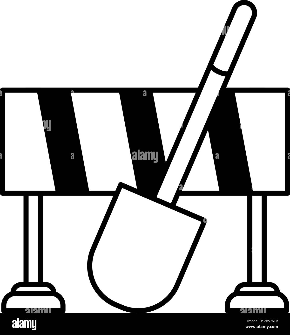 safety barrier with shovel on white background vector illustration