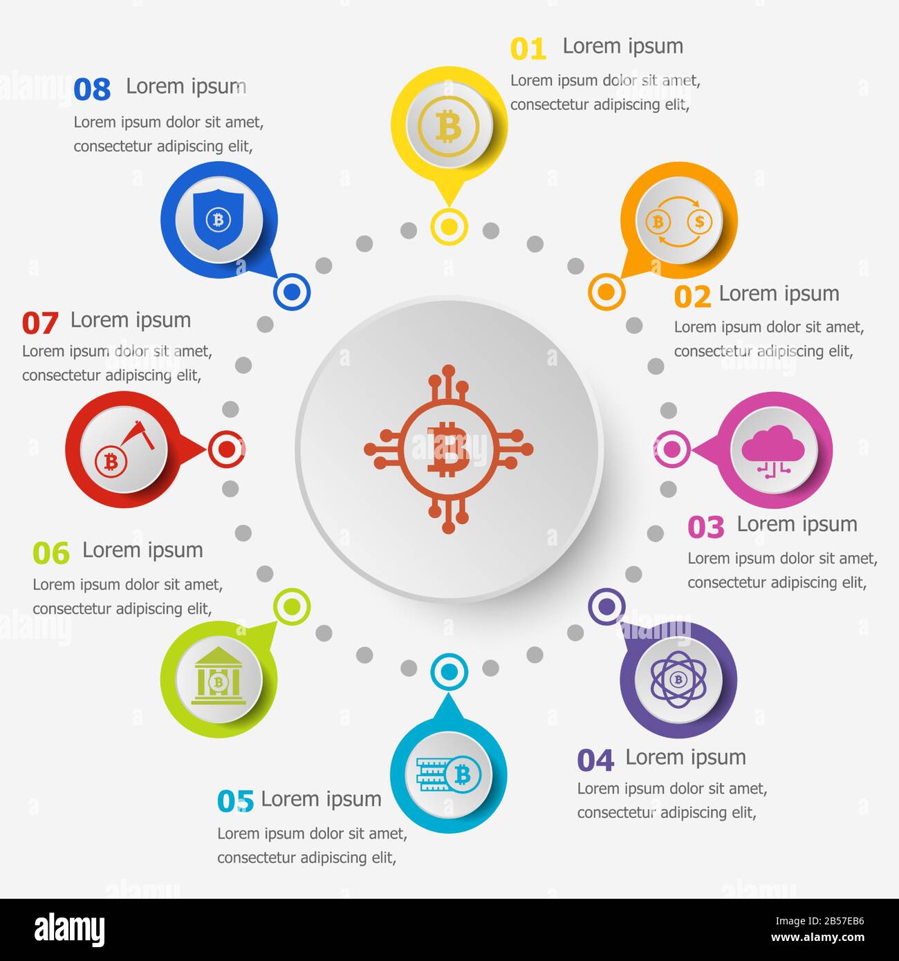Infographic template with bitcoin icons, stock vector Stock Vector