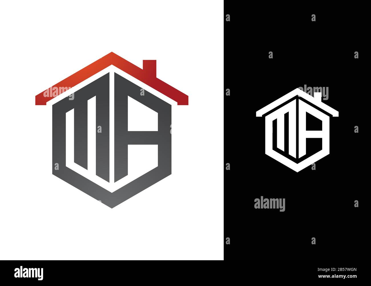 Initial Letter M A Logo with roof, Real estate logo design concept ...