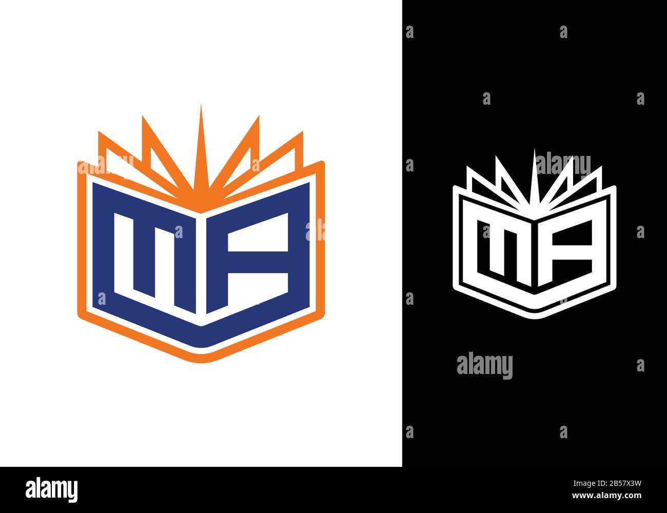 Initial Letter M A logo template. Book Library logo Concept Stock Vector