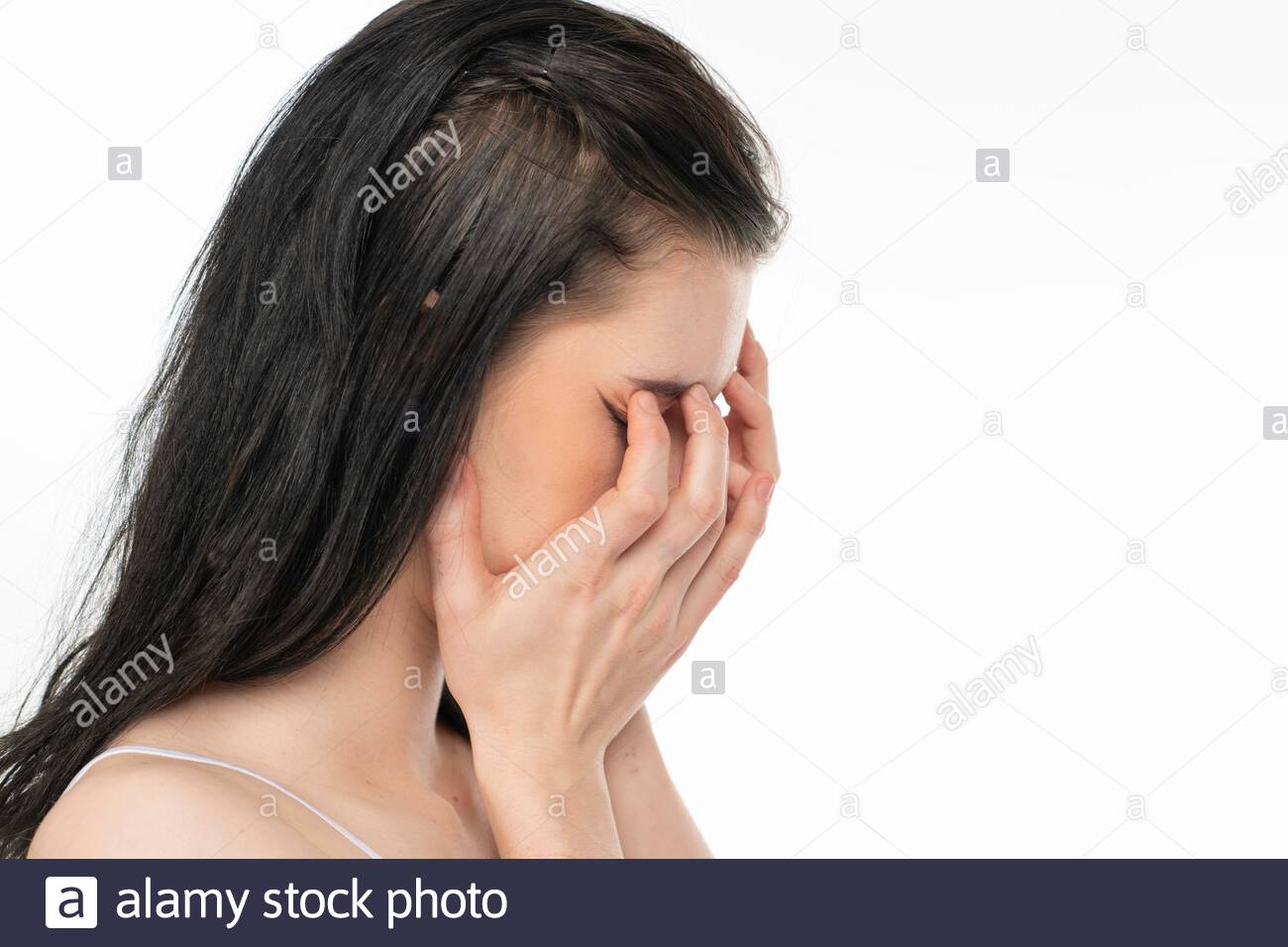 Hands Covering Face Crying Woman High Resolution Stock Photography and ...
