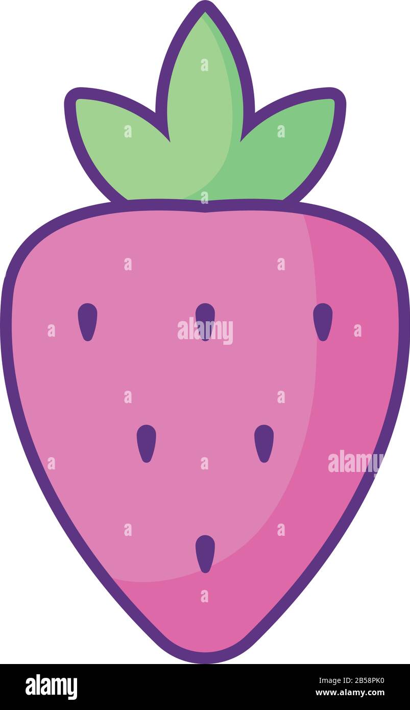 strawberry fruit icon over white background, flat style, vector ...