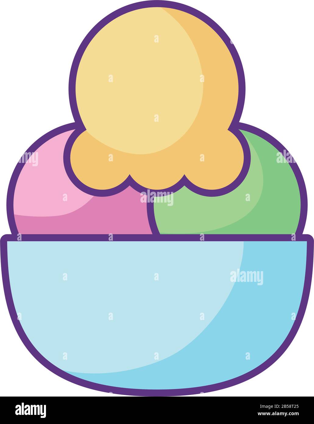 ice cream bowl icon over white background, flat style, vector ...