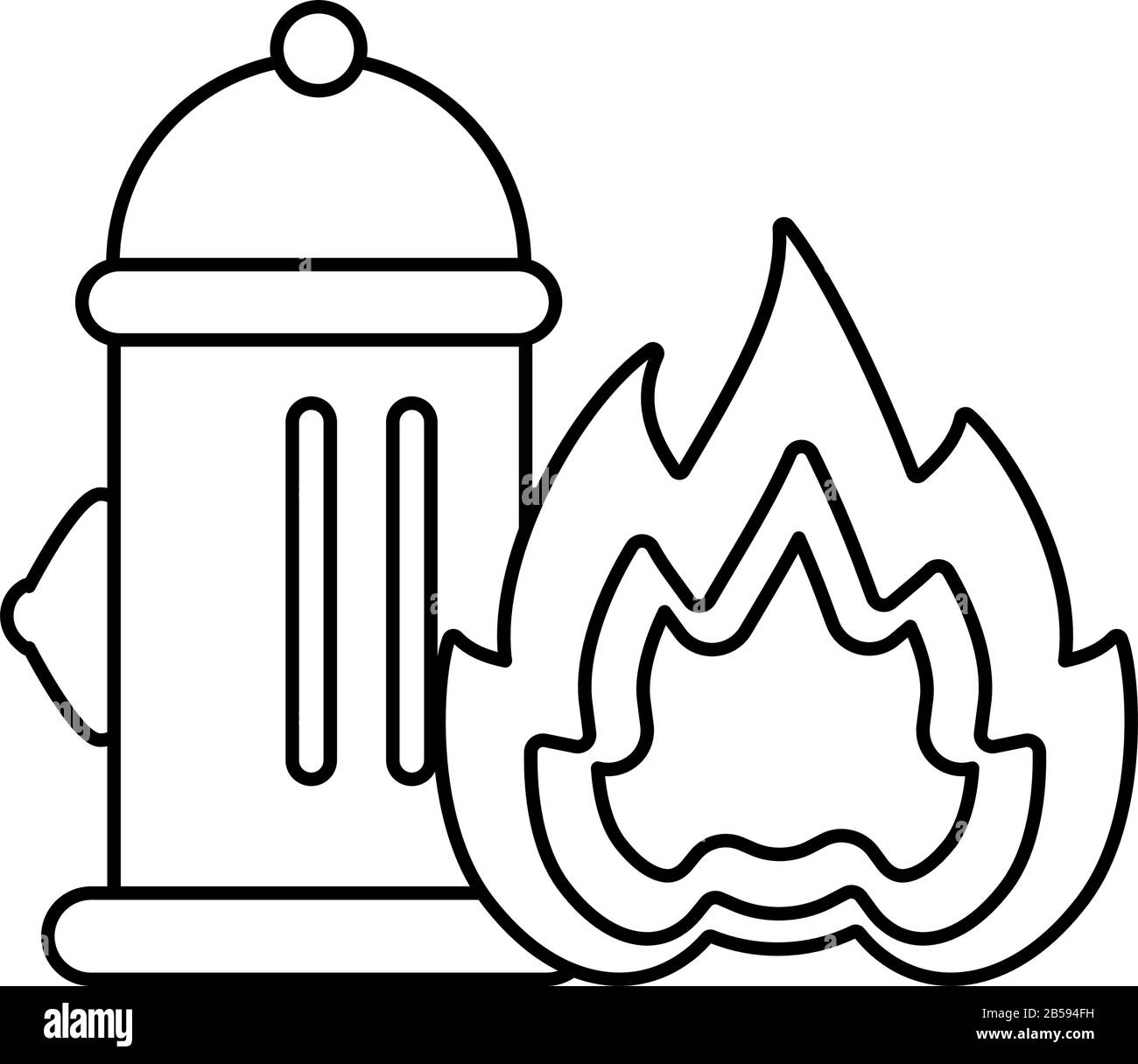 fire hydrant with fire flame on white background vector illustration ...