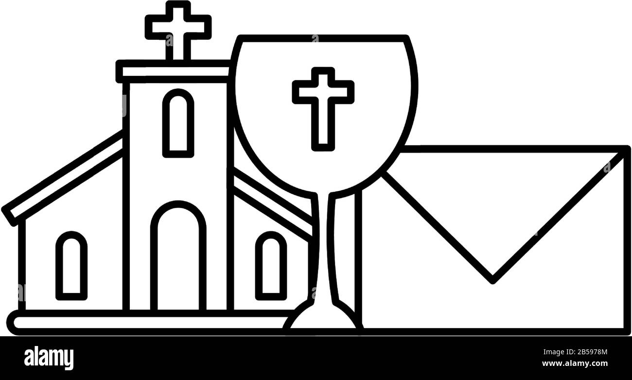 church with catholic cross in white background vector illustration ...