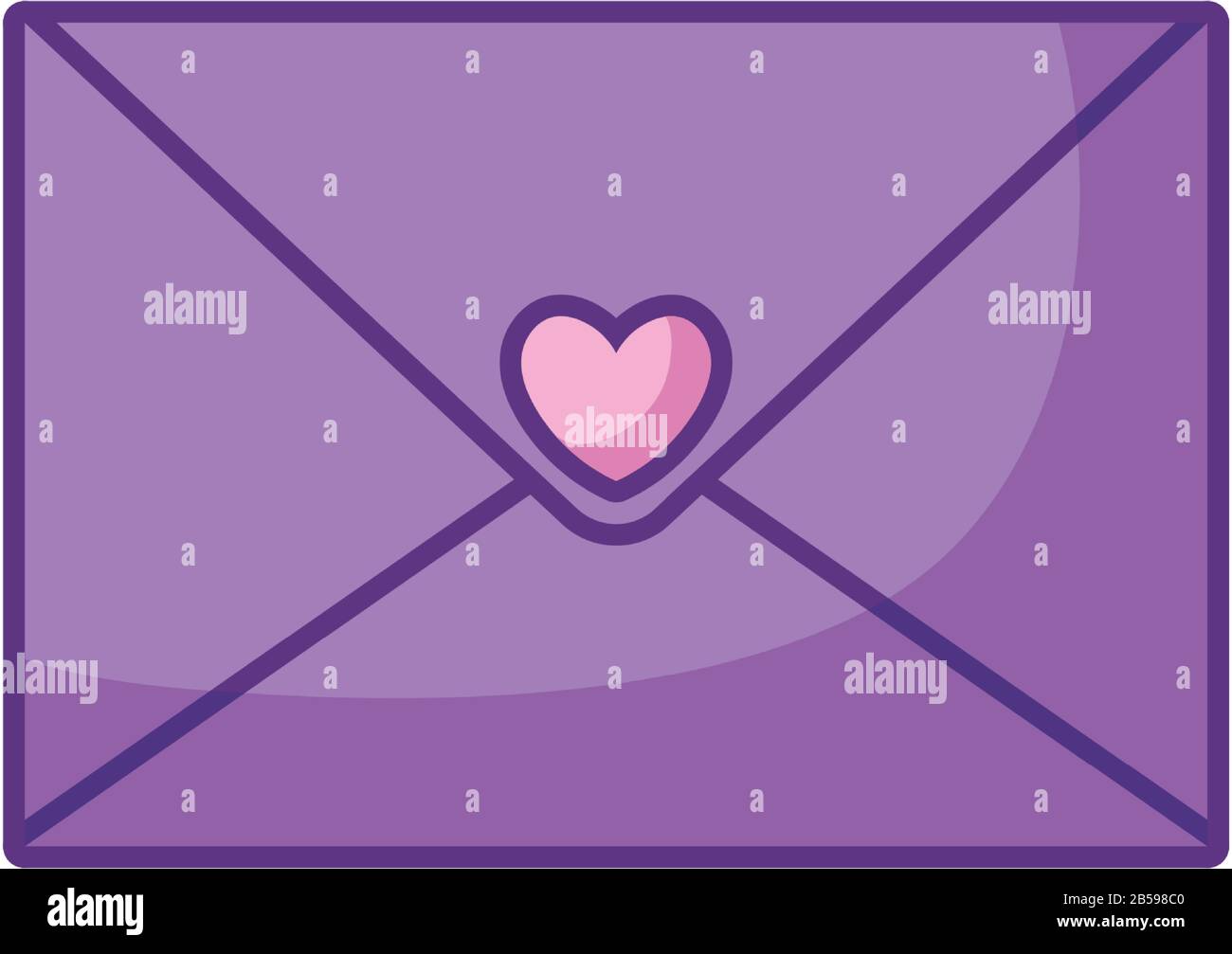 envelope with heart icon over white background, flat style, vector ...