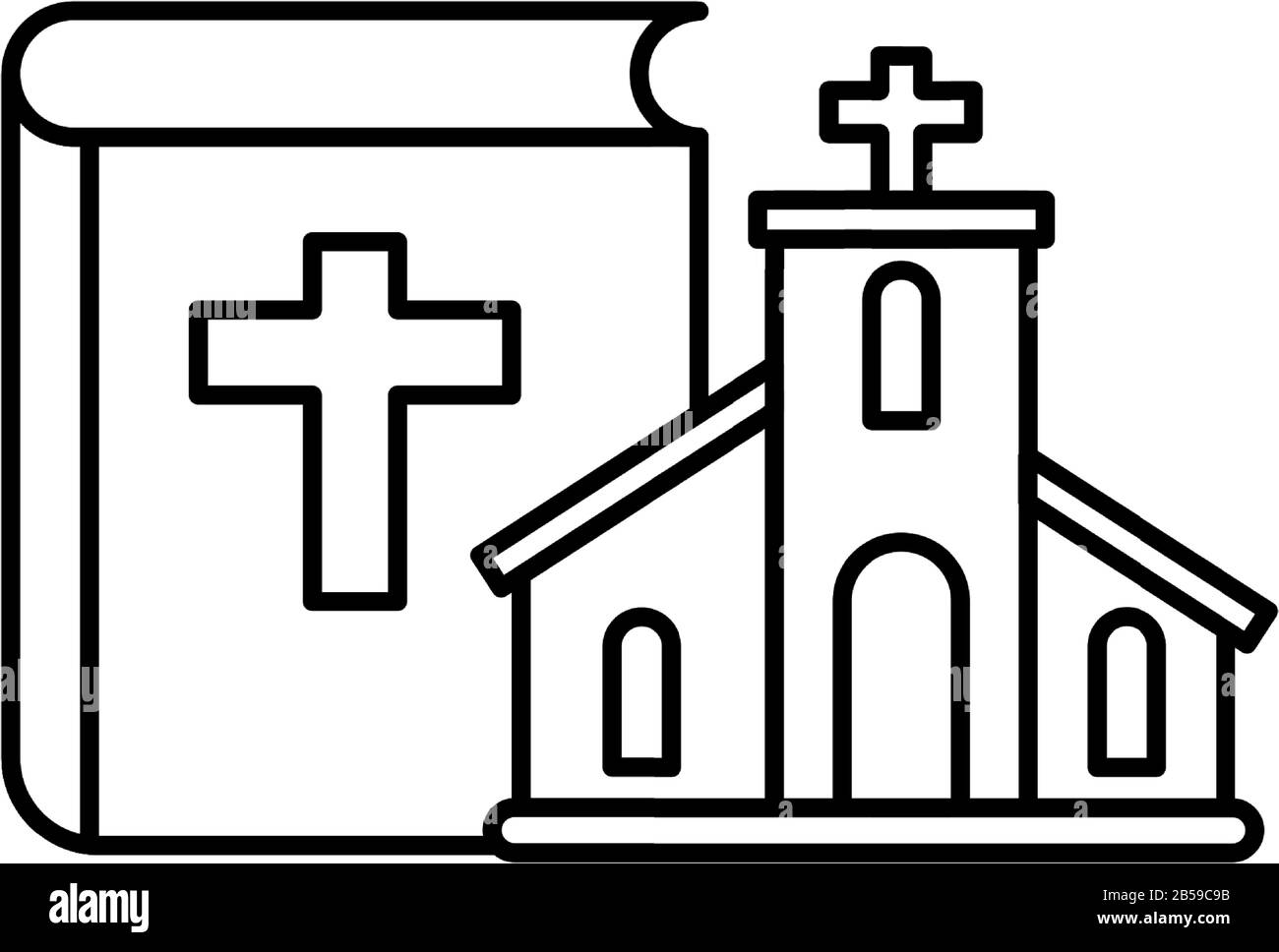 church with catholic cross in white background vector illustration ...
