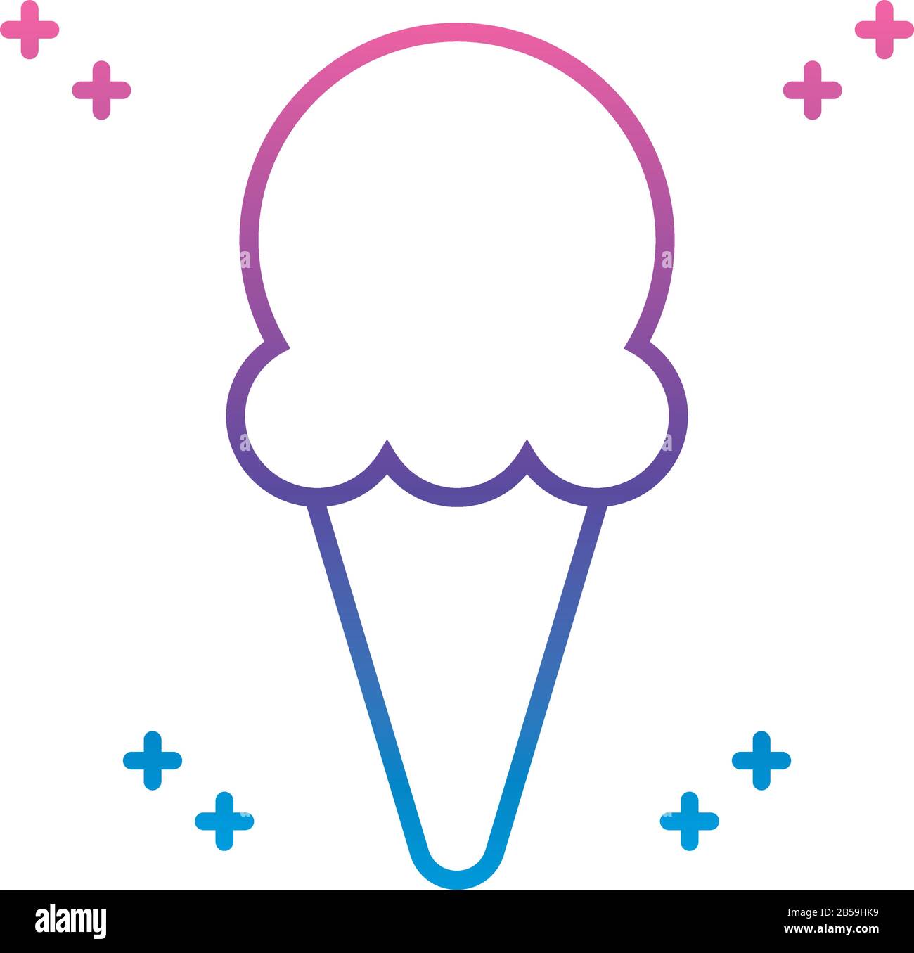 ice cream cone icon over white background, gradient line style, vector ...