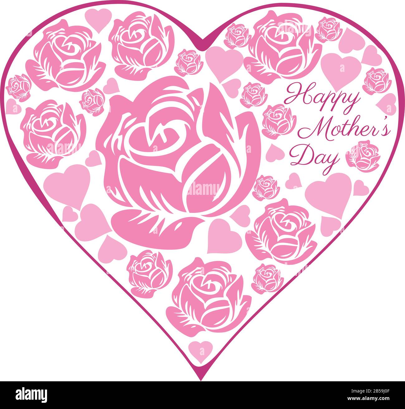 vector floral rose heart. mother's day card. Stock Vector