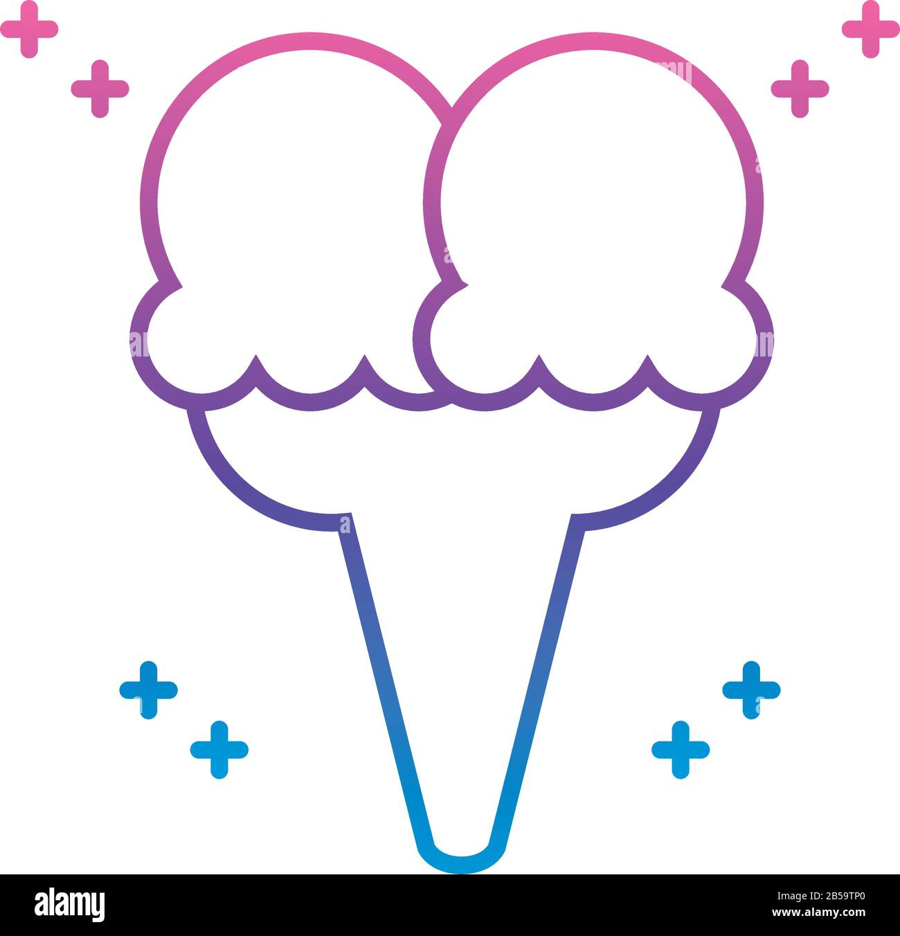 ice cream cone icon over white background, gradient line style, vector ...