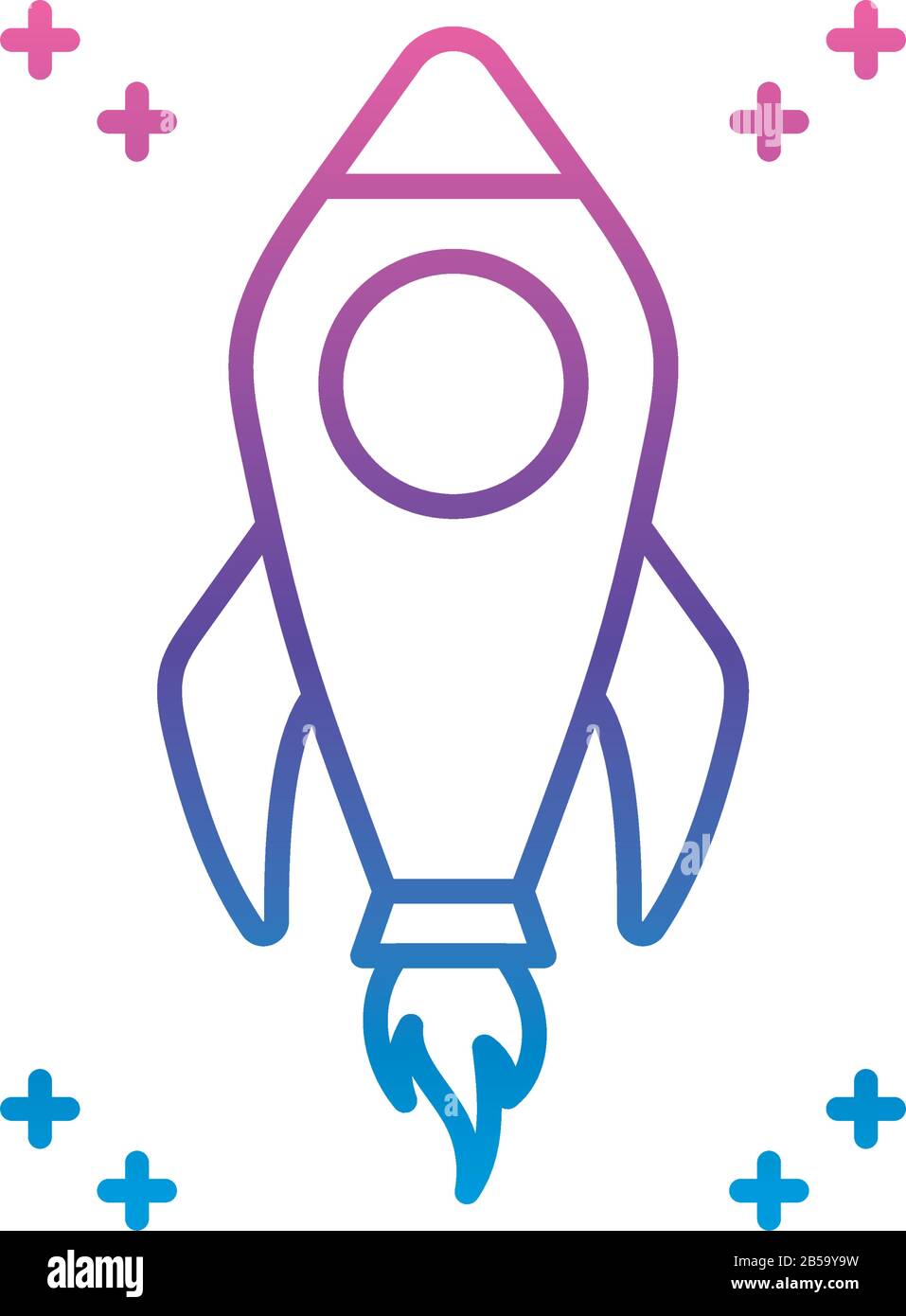 space rocket icon over white background, gradient line style, vector ...