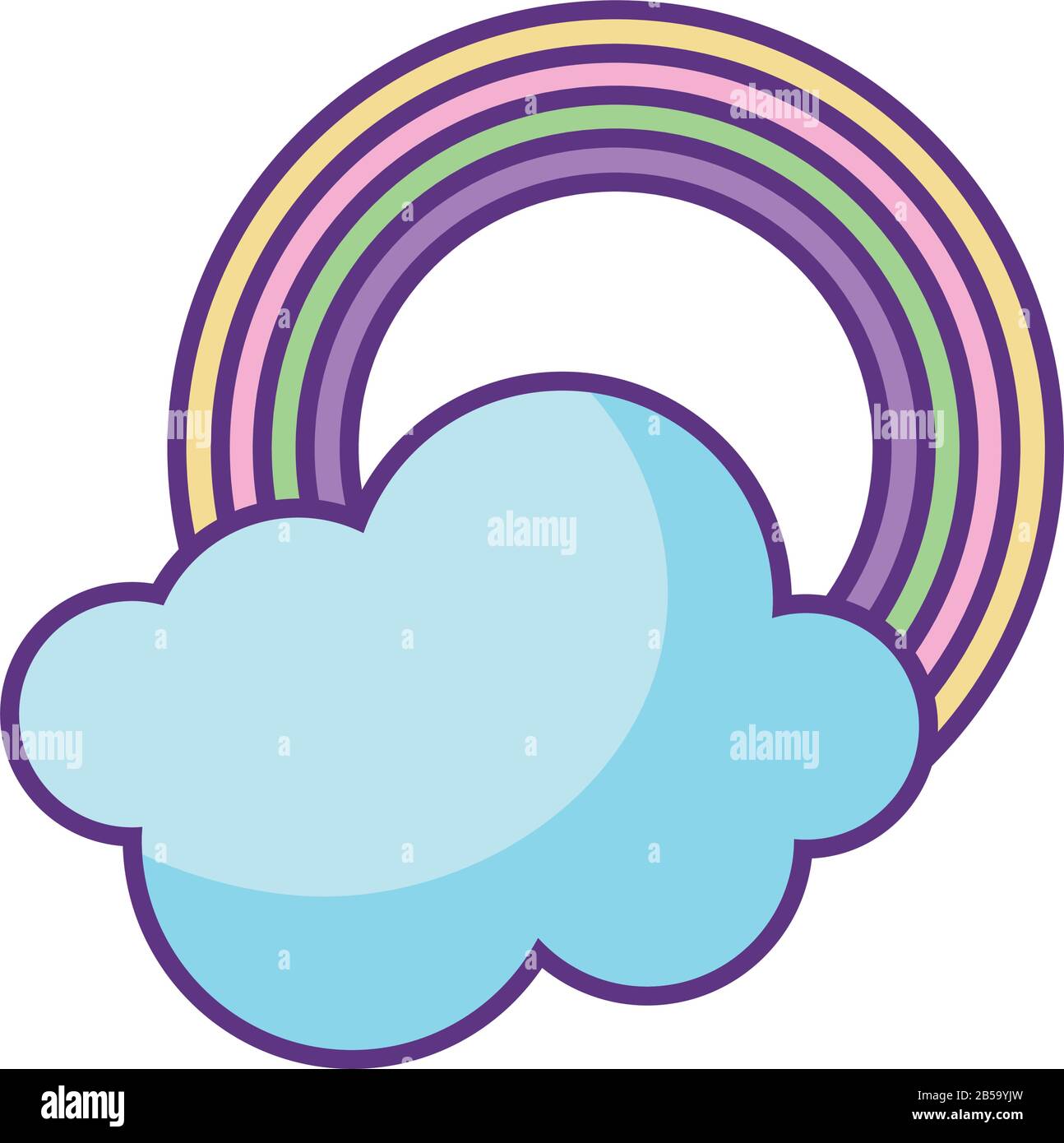 rainbow and cloud icon over white background, flat style, vector ...