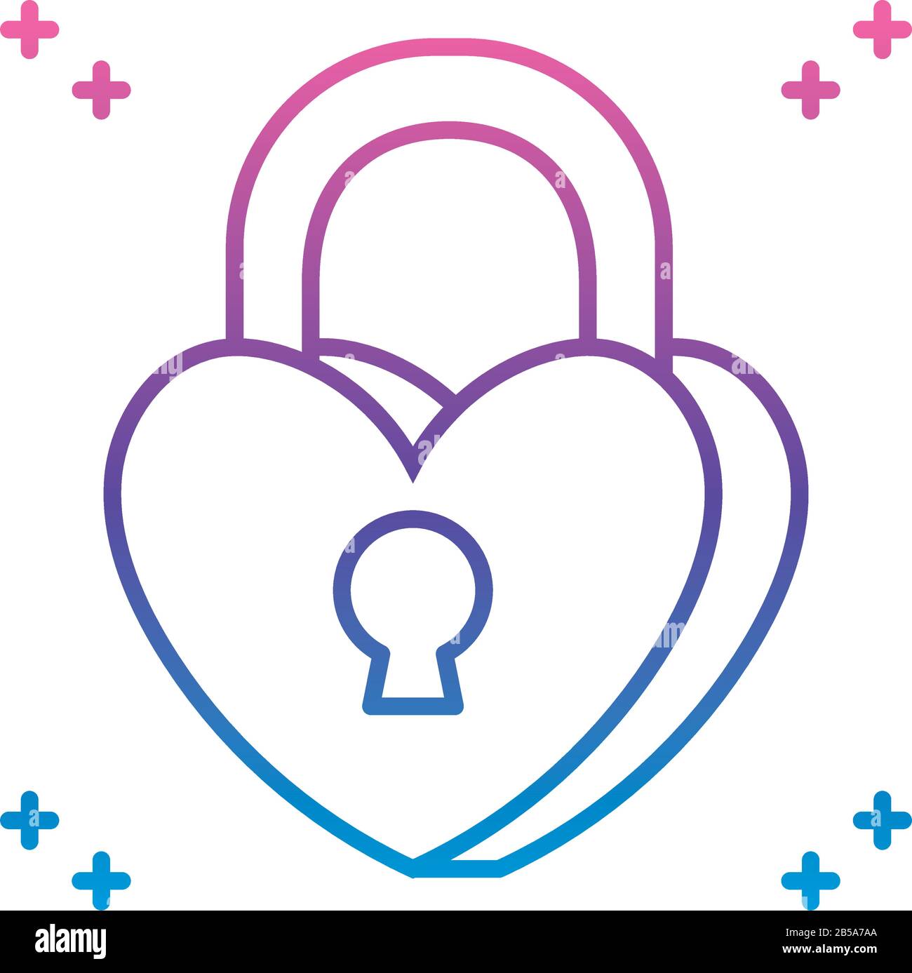 heart padlock icon over white background, gradient line style, vector ...