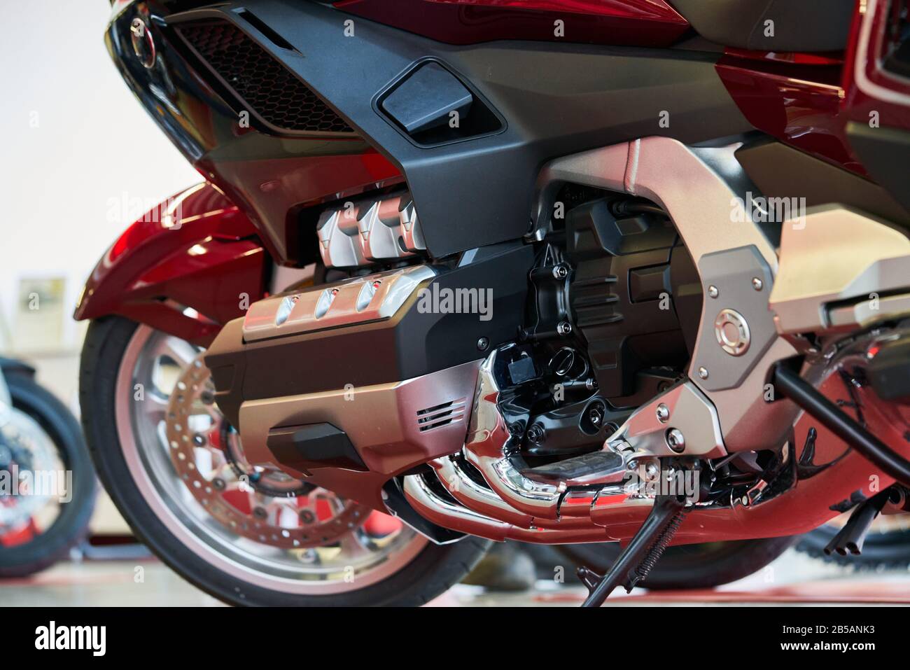 Bike engine with exhaust pipes Stock Photo Alamy