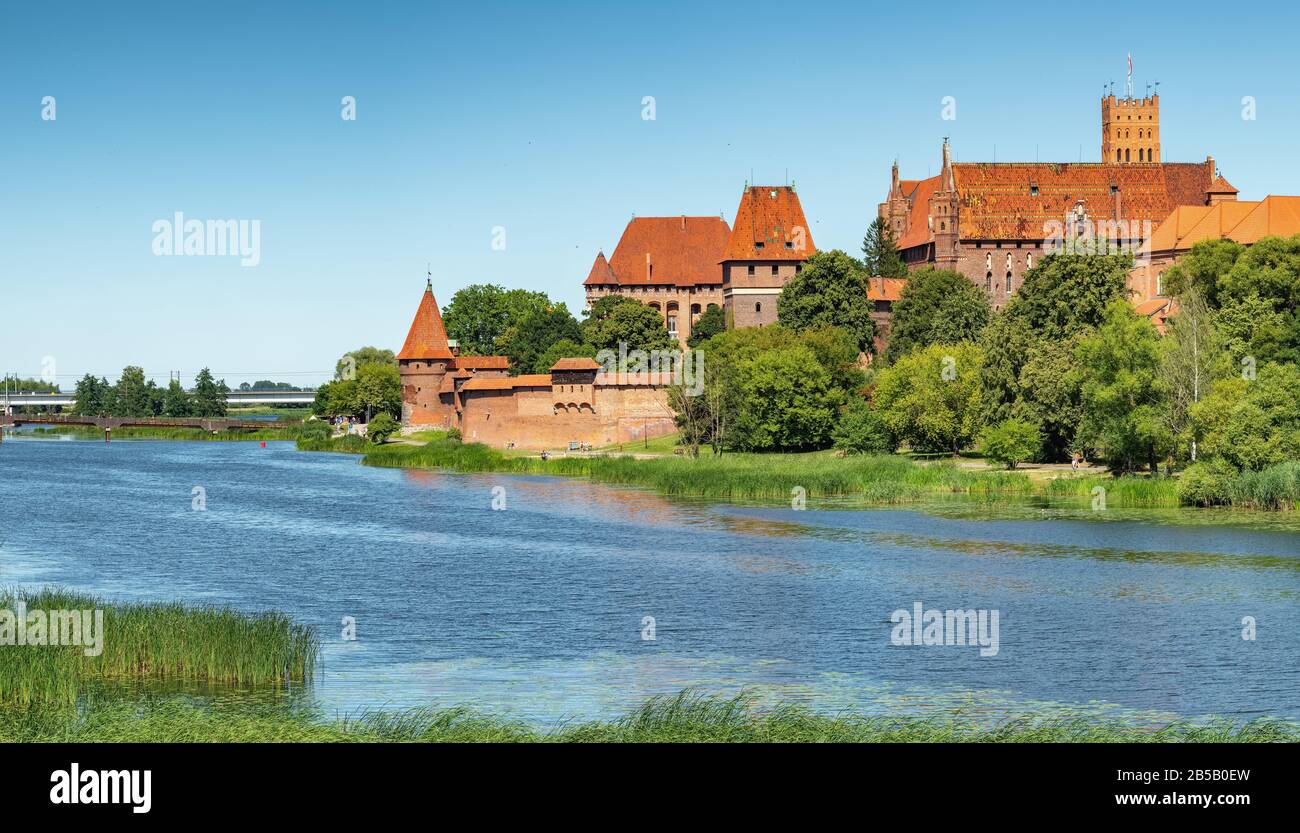 Teutonic Castle in Malbork or Marienburg at summer in Poland Stock Photo