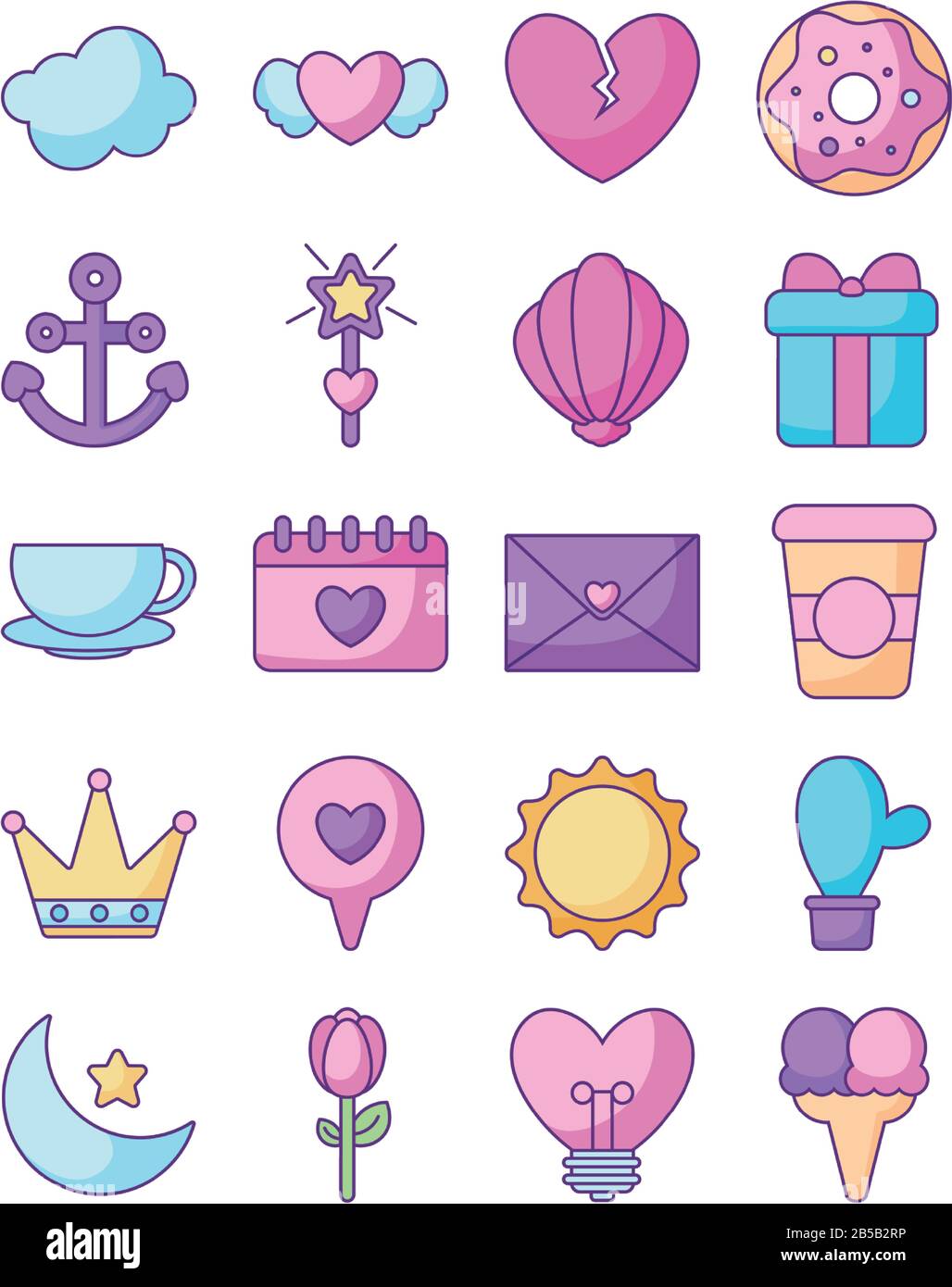 Download Coffee Mug And Kawaii Icon Set Over White Background Flat Style Vector Illustration Stock Vector Image Art Alamy