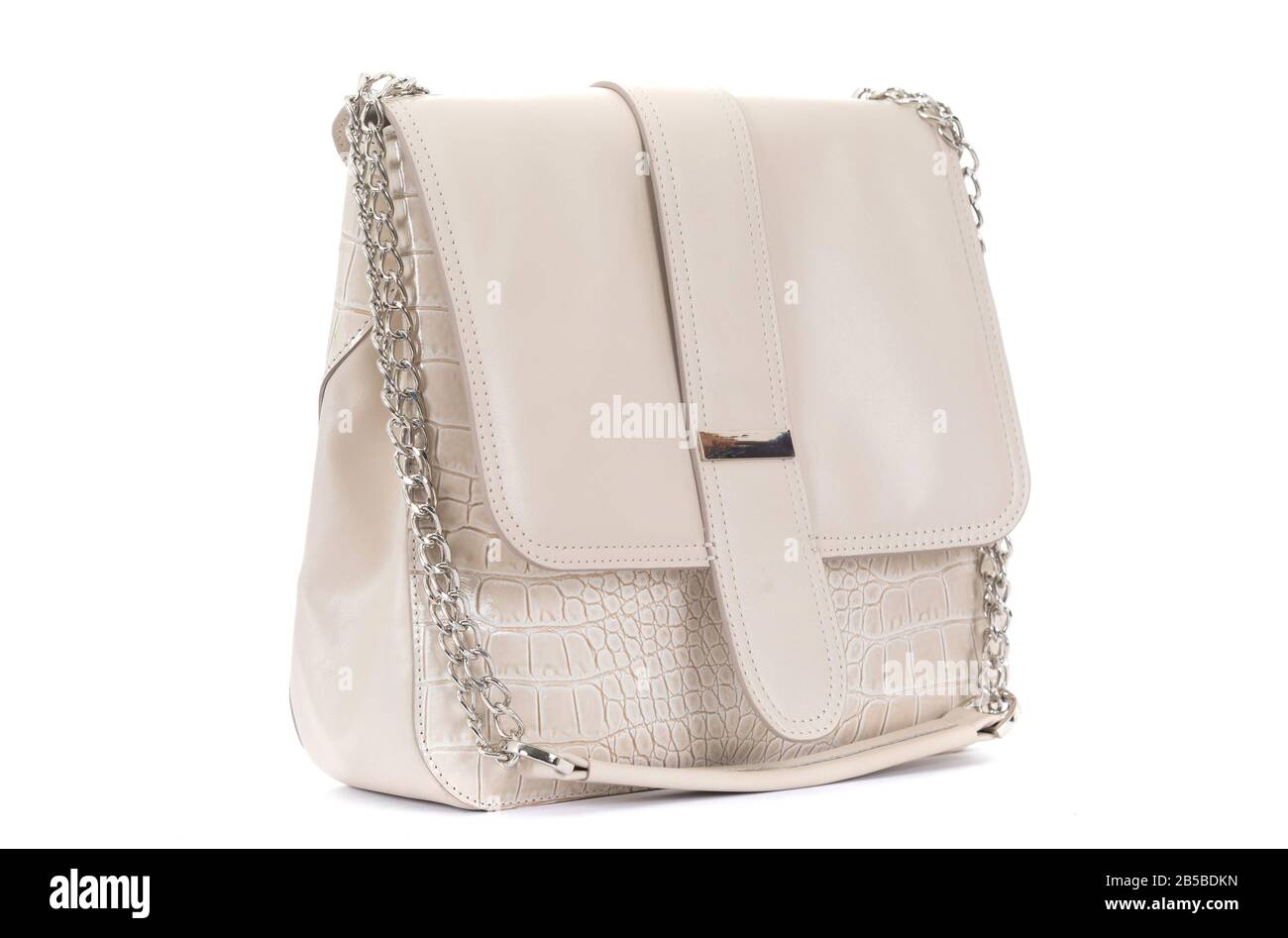 white leather bag on a white background Stock Photo