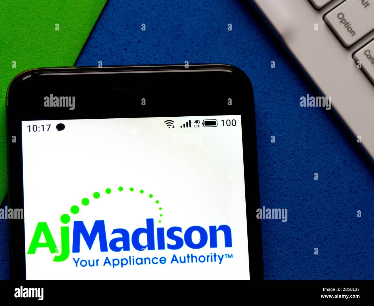 In this photo illustration the AJ Madison logo is seen displayed on a