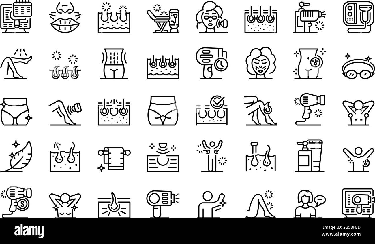 Laser hair removal icons set, outline style Stock Vector Image & Art ...