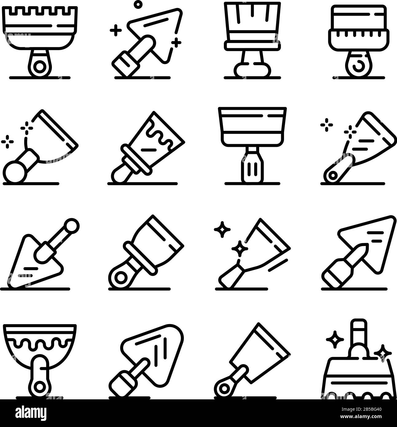 Putty knife icons set, outline style Stock Vector