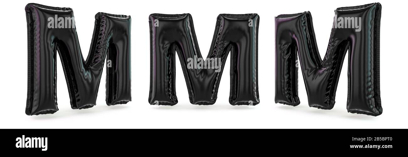 Capital letter M. Uppercase. Inflatable black balloon on background. 3D ...