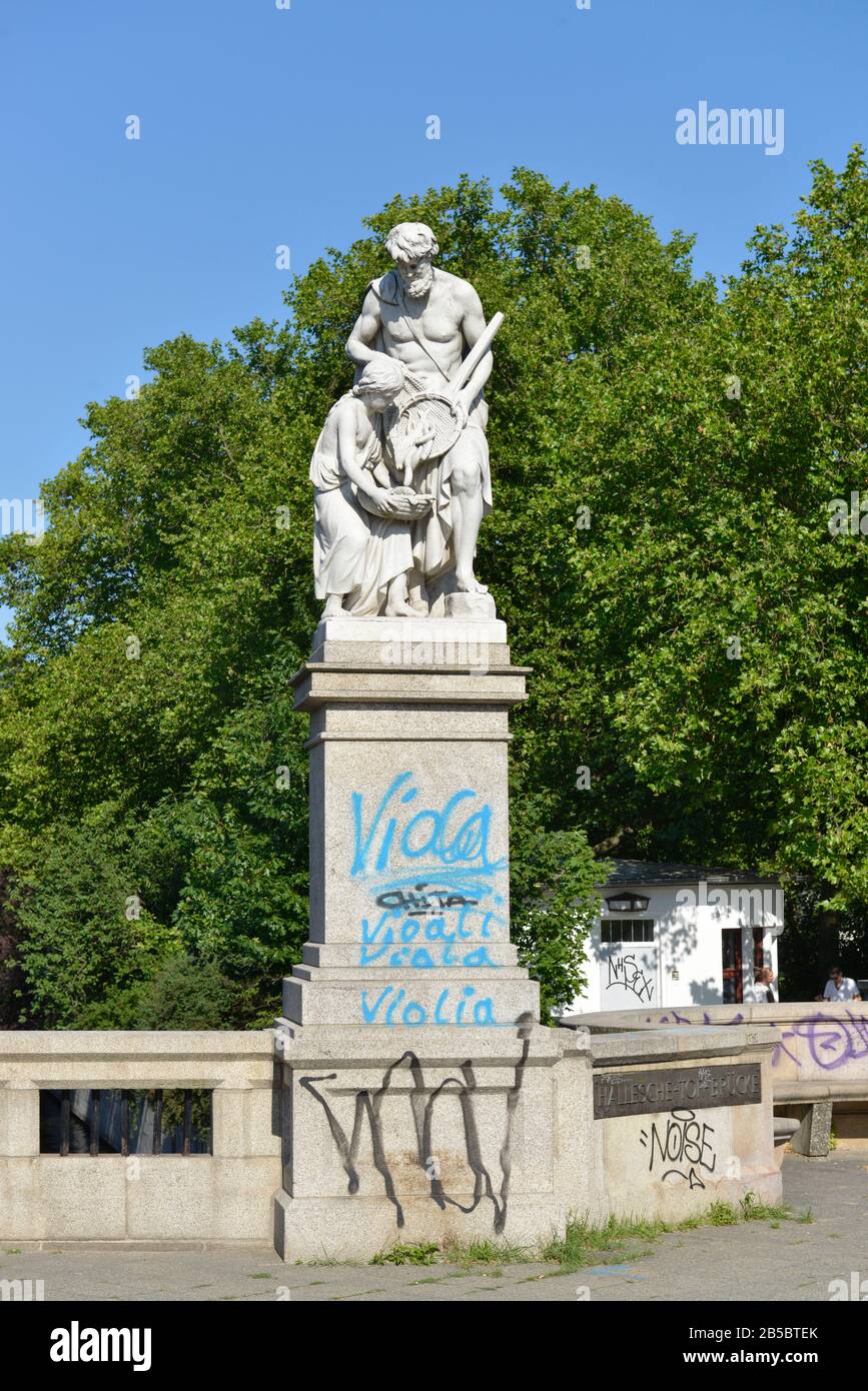 Statue, Fischer, Hallesches Tor, Kreuzberg, Berlin, Deutschland Stock Photo