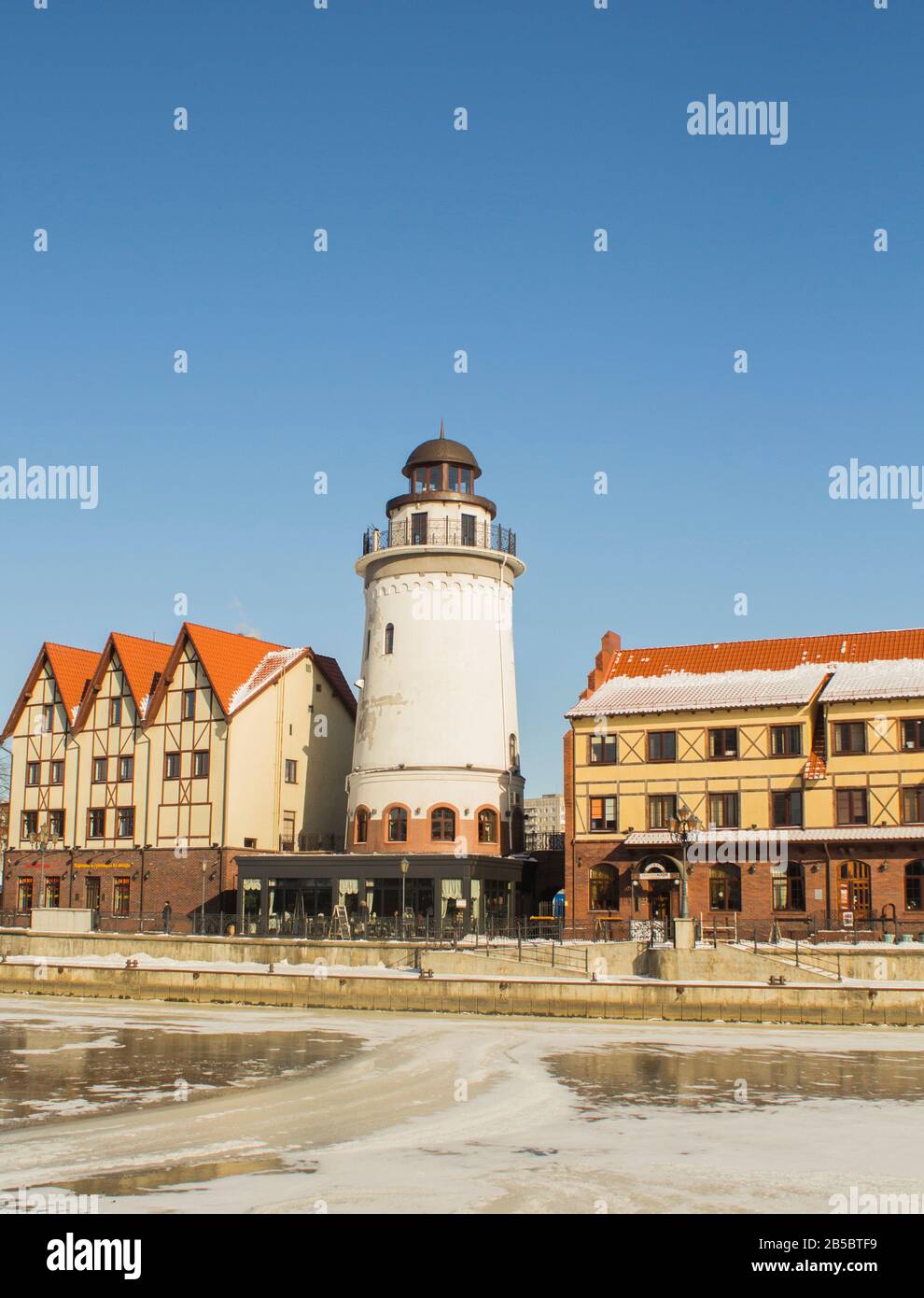 Russia. Kaliningrad. View of Fishing village building Stock Photo