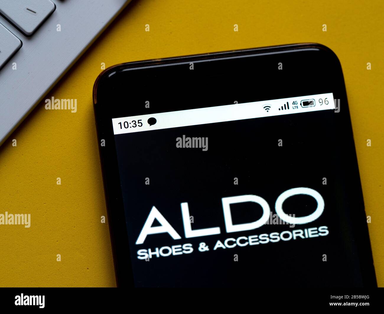 Ukraine. 8th Mar, 2020. In this illustration an Aldo Shoes & accessories logo seen displayed on a smartphone. Credit: Igor Golovniov/SOPA Images/ZUMA Wire/Alamy Live News Stock Photo - Alamy