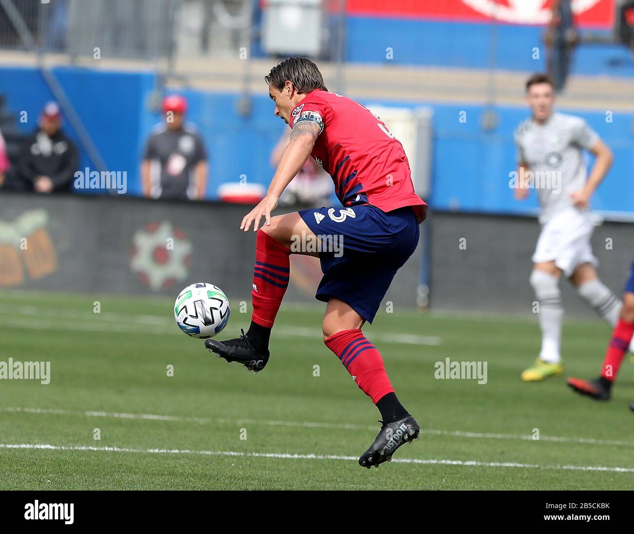 FC Dallas Captain Reto Ziegler (5) during a MLS soccer game against the Montreal Impact, Saturday March 7, 2020, in Frisco, Texas, USA. (Photo by IOS/ESPA-Images) Stock Photo