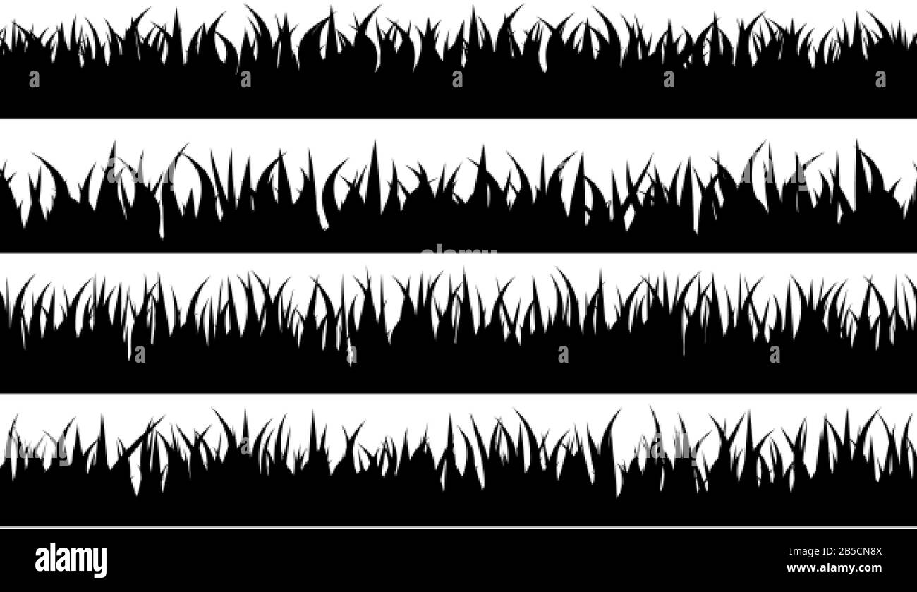 Panoramic seamless grass silhouette for footer and design Stock Vector