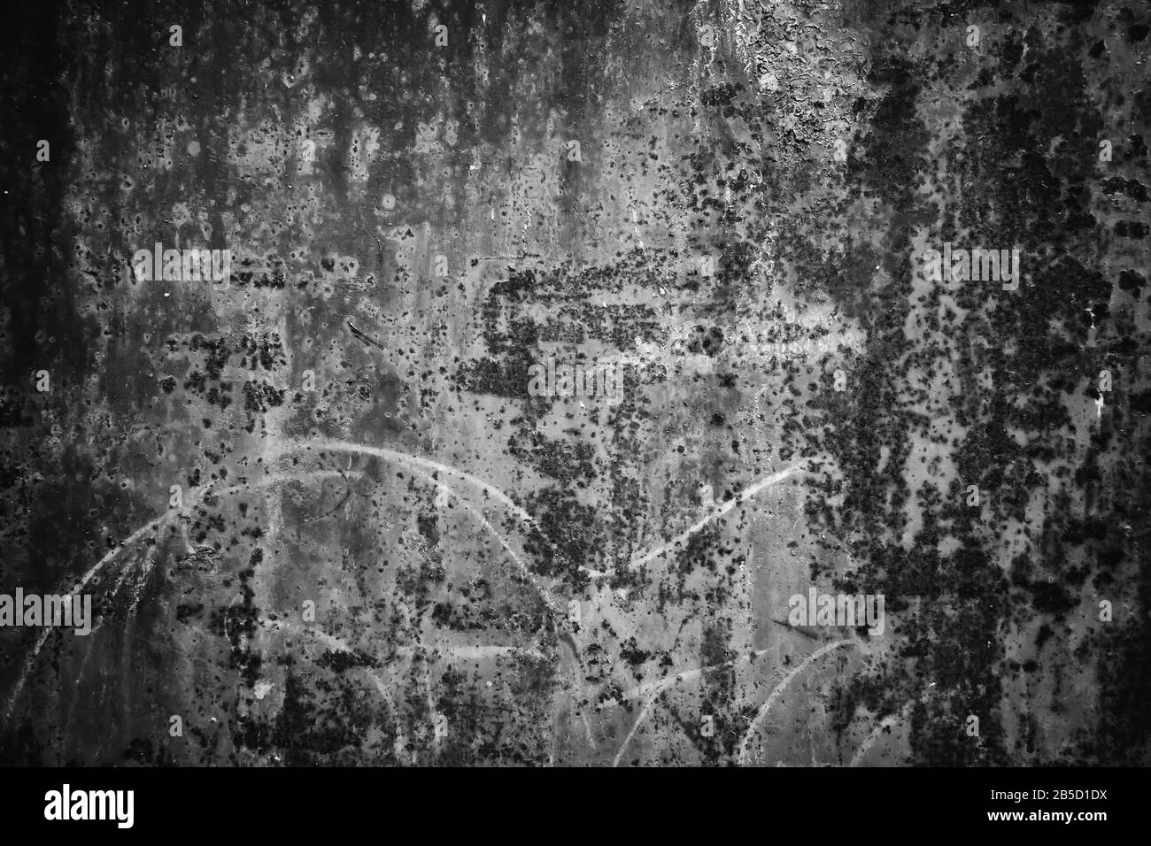 Spoiled and dirty metallic background, detail of a steel door down and dirty, exploration and texture Stock Photo