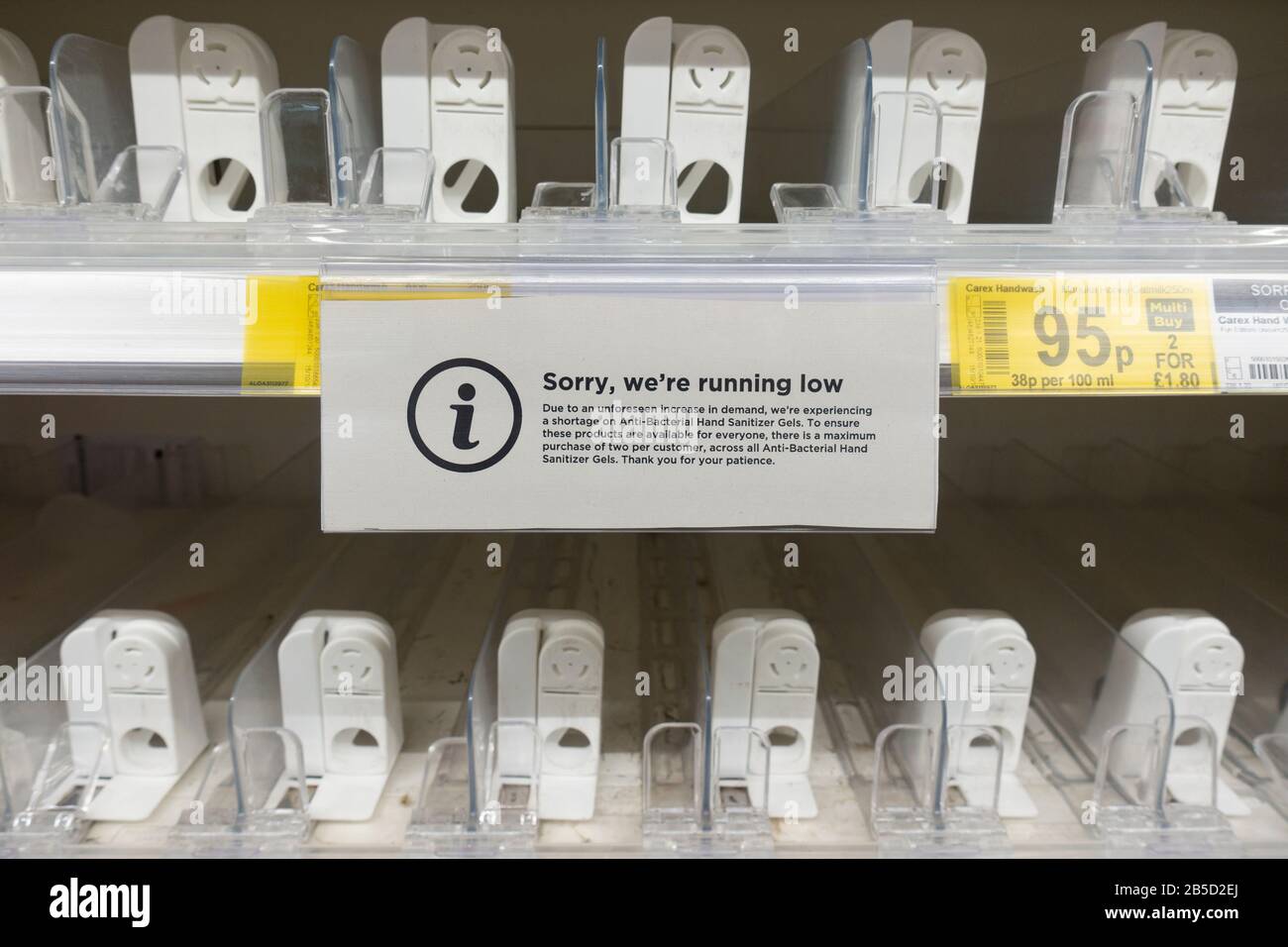 Edinburgh, Scotland, UK. 8 March, 2020. Panic buying of packets of toilet tissue and liquid hand