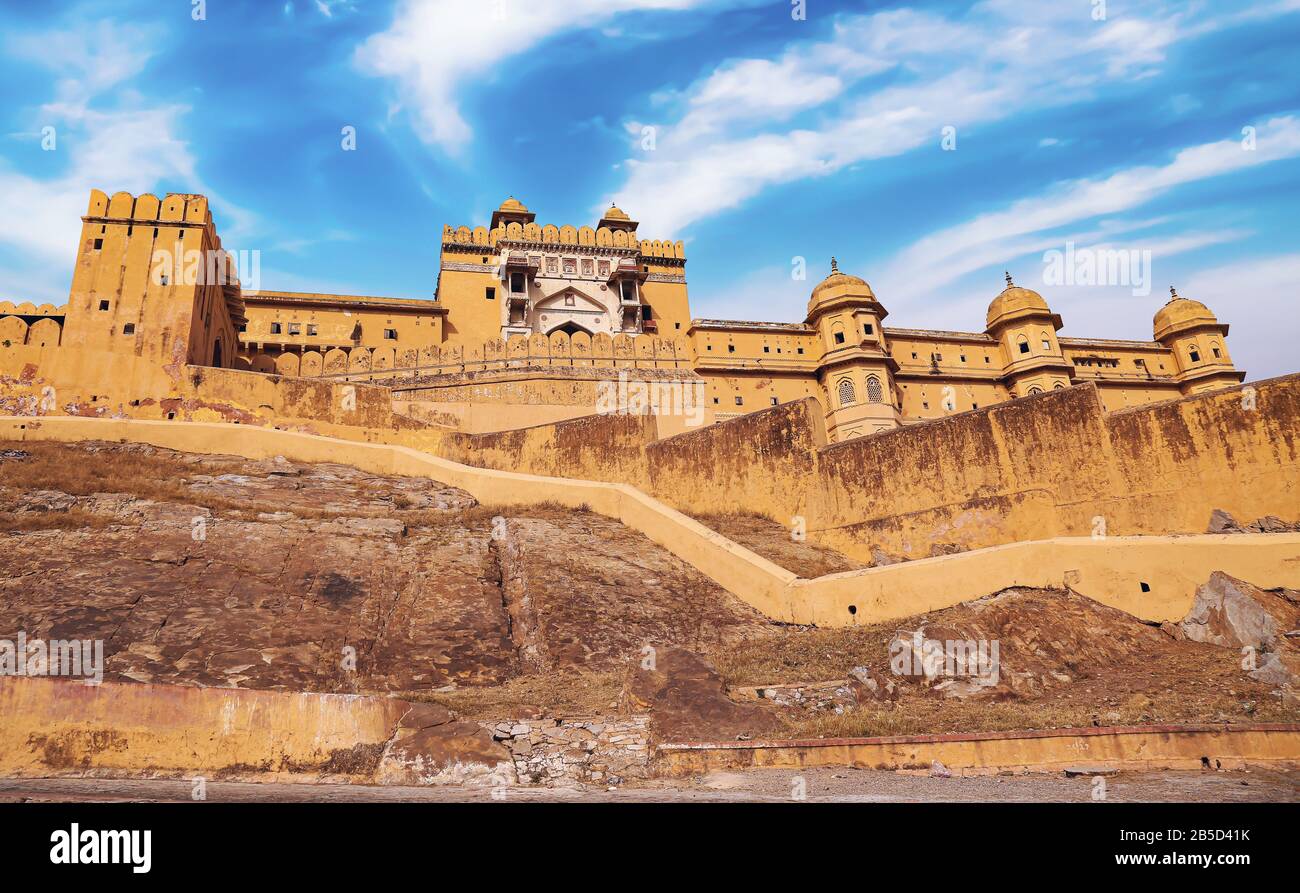 Amer Fort also known as the Amber Fort at Jaipur Rajasthan is a UNESCO World Heritage site Stock Photo