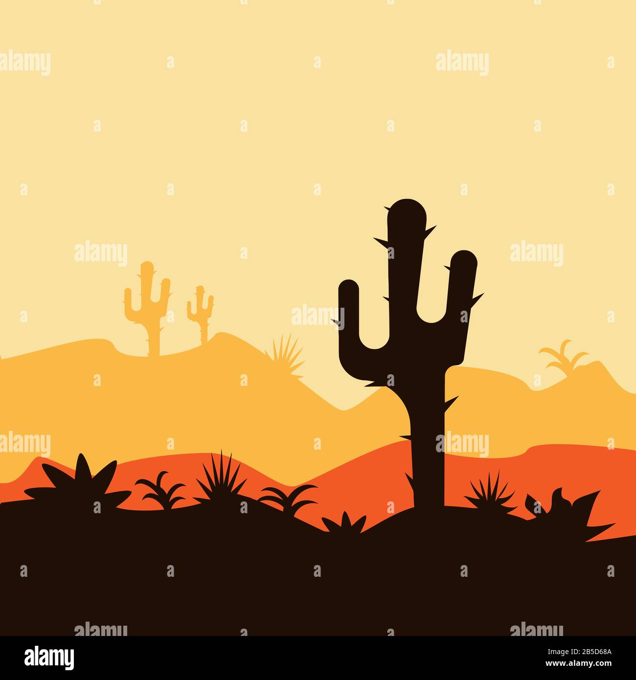 Cactus silhouette illustration hi-res stock photography and images - Alamy