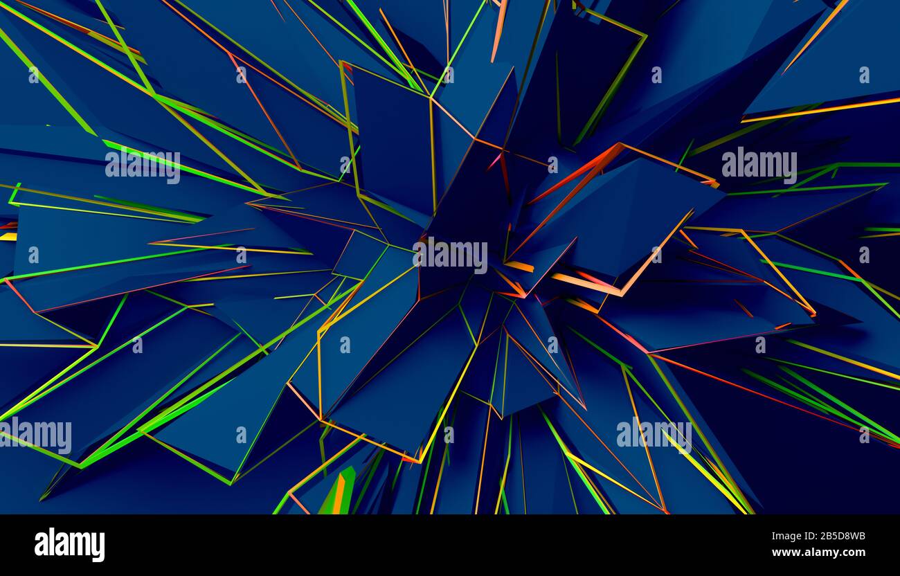 Abstract 3d render, modern background design, chaotic shape Stock Photo