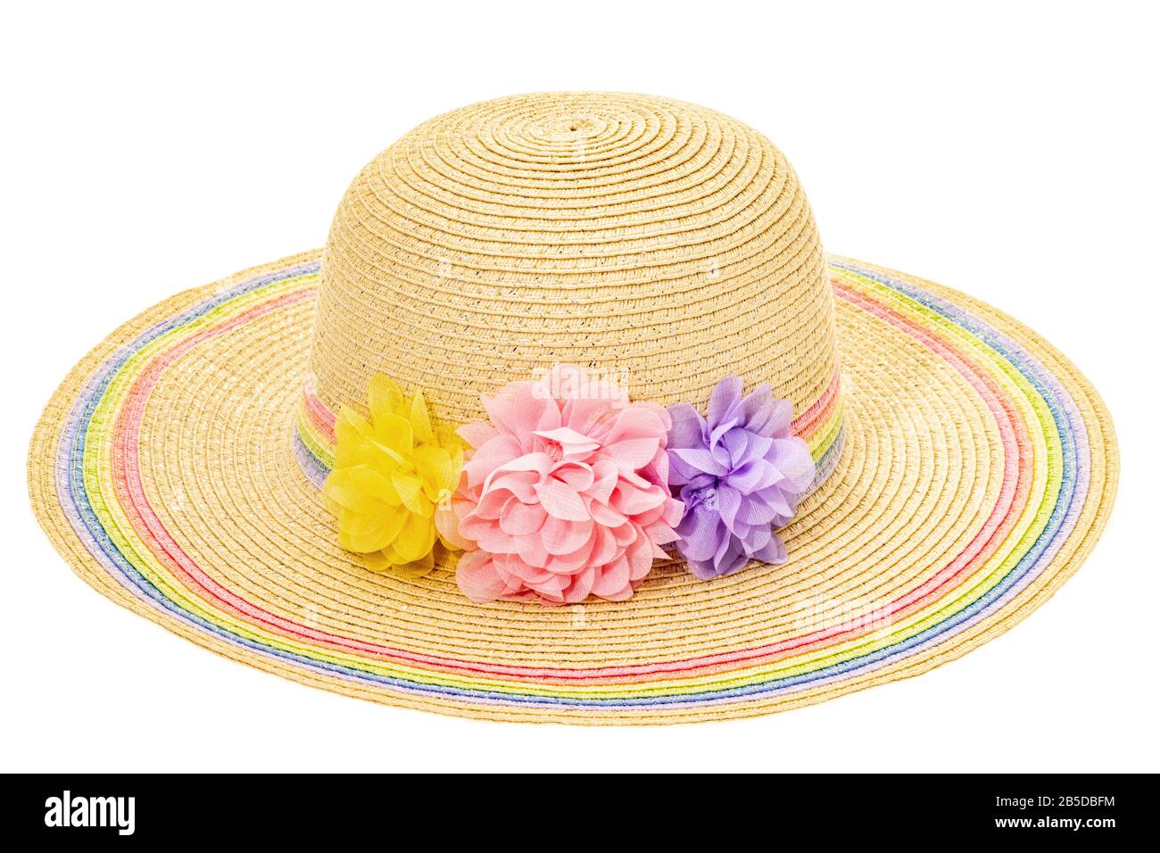 men's straw beach hat with a red band Stock Photo - Alamy