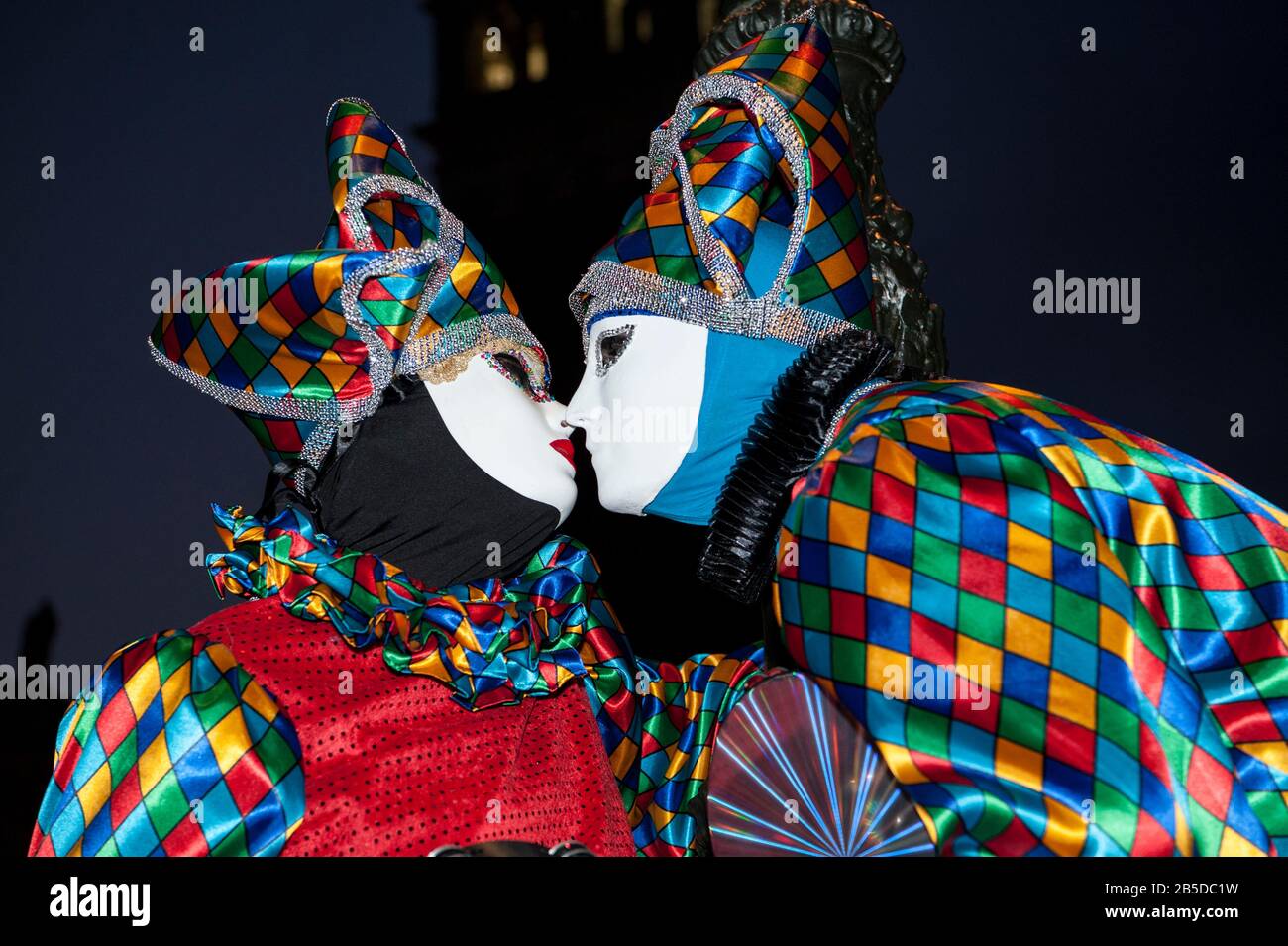 VENICE, ITALY - Febrary 19 2020: The masks of the Venice carnival 2020 Stock Photo