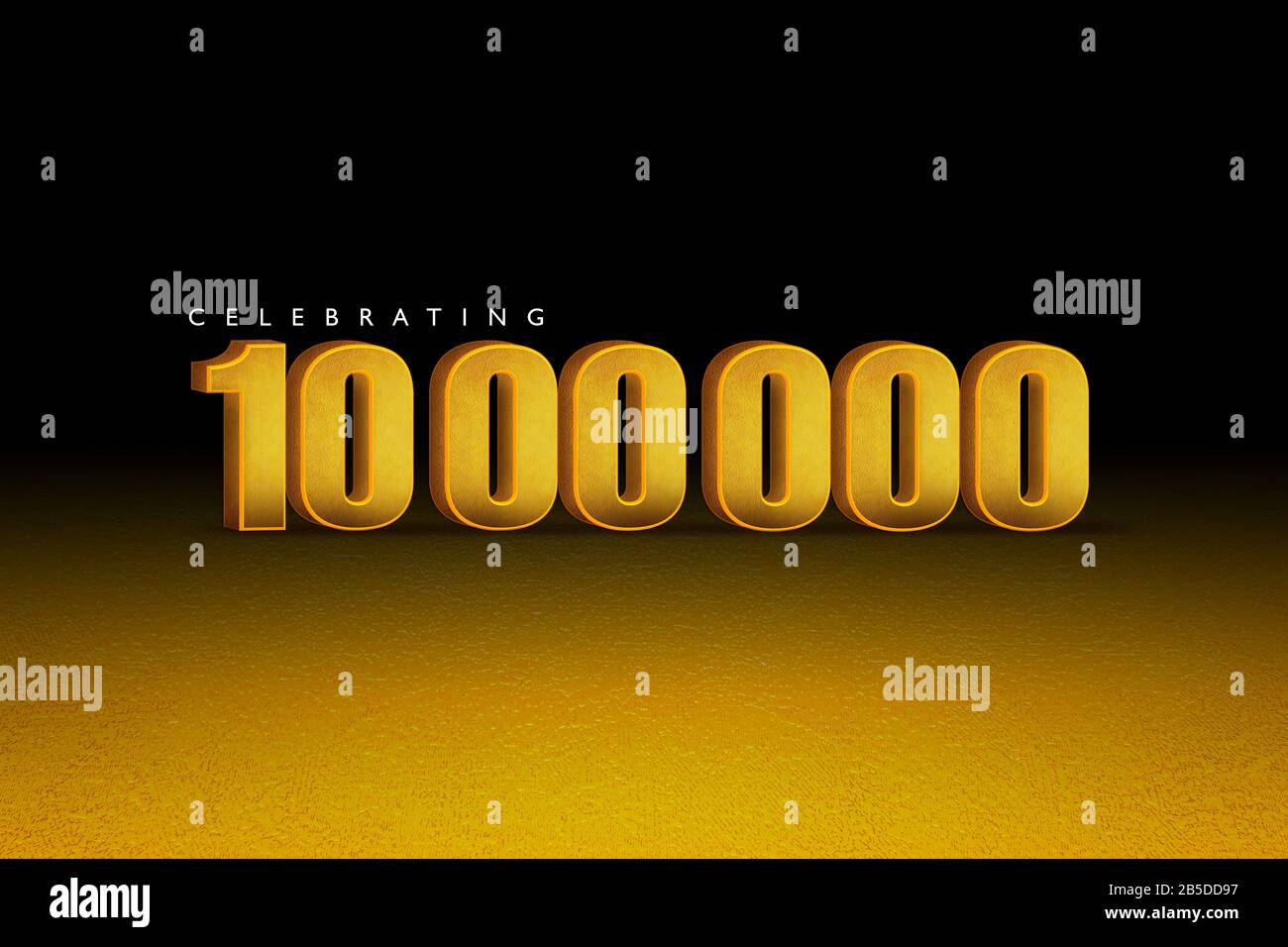 3D rendering of celebrating 1000000 banner. Thanks followers congratulation card. 3d Illustration for Social media Stock Photo