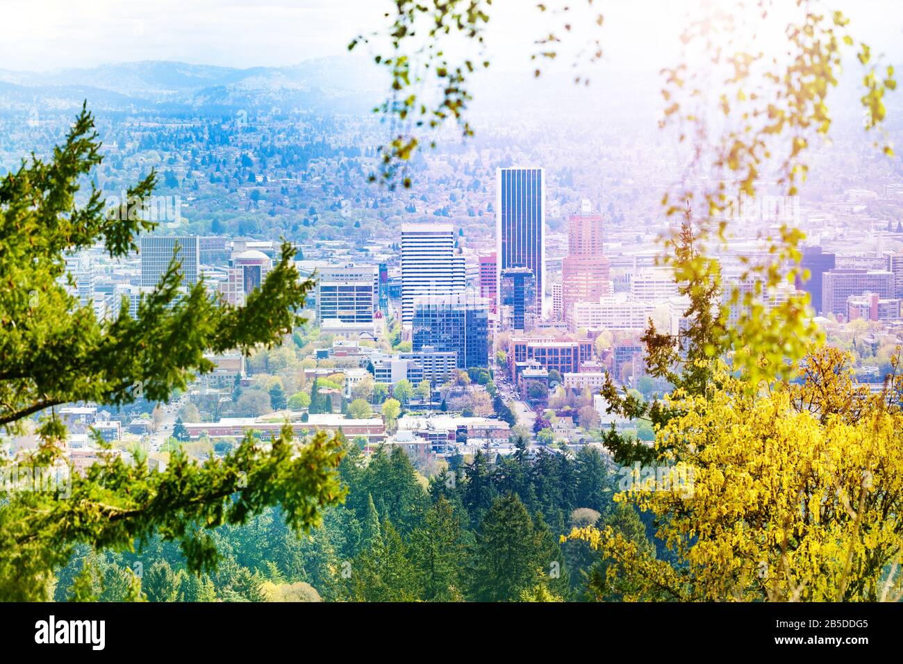 Downtown buildings of Portland panorama view, Oregon, USA Stock Photo