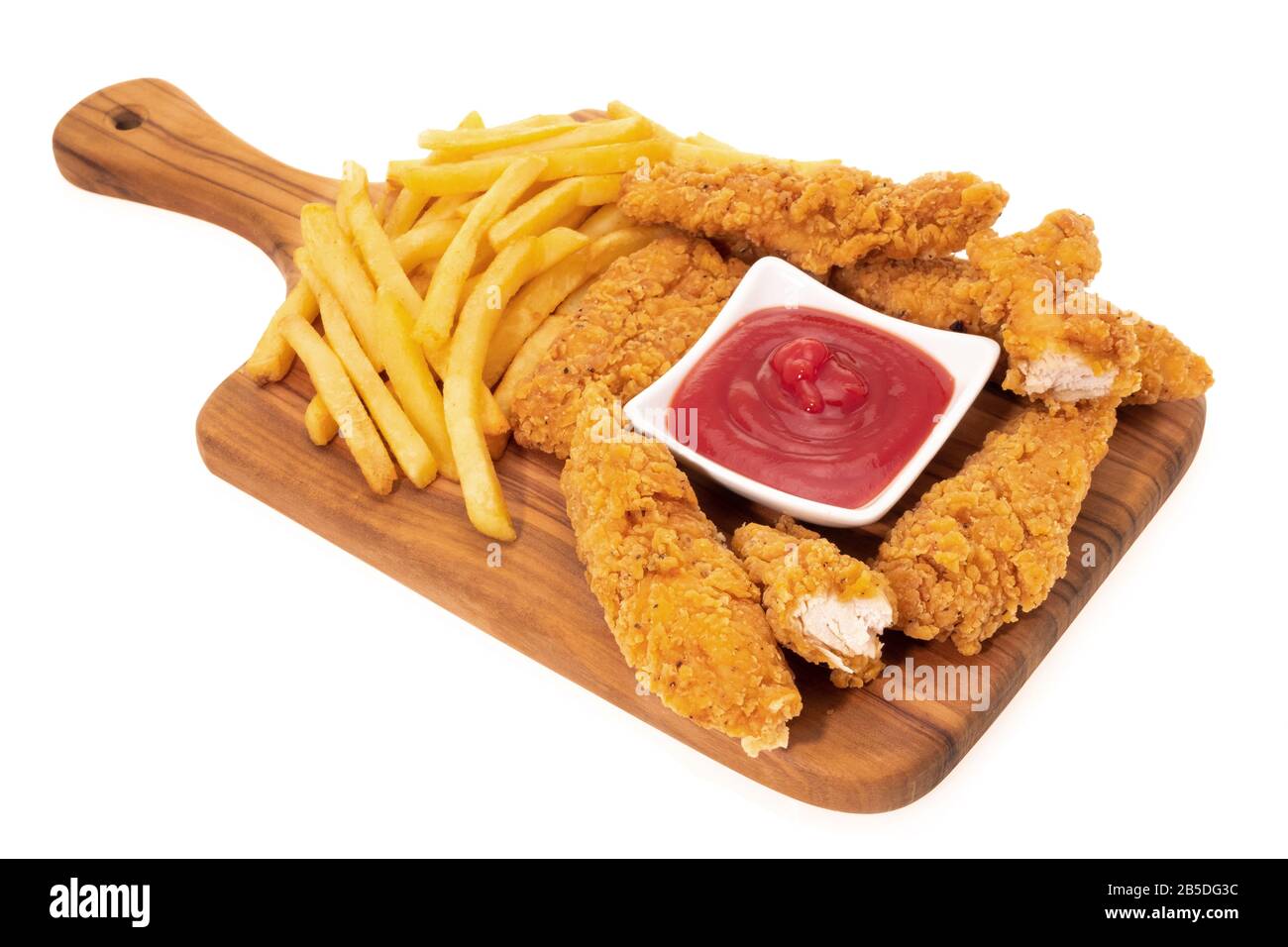Chicken strips and fries white background Stock Photo Alamy