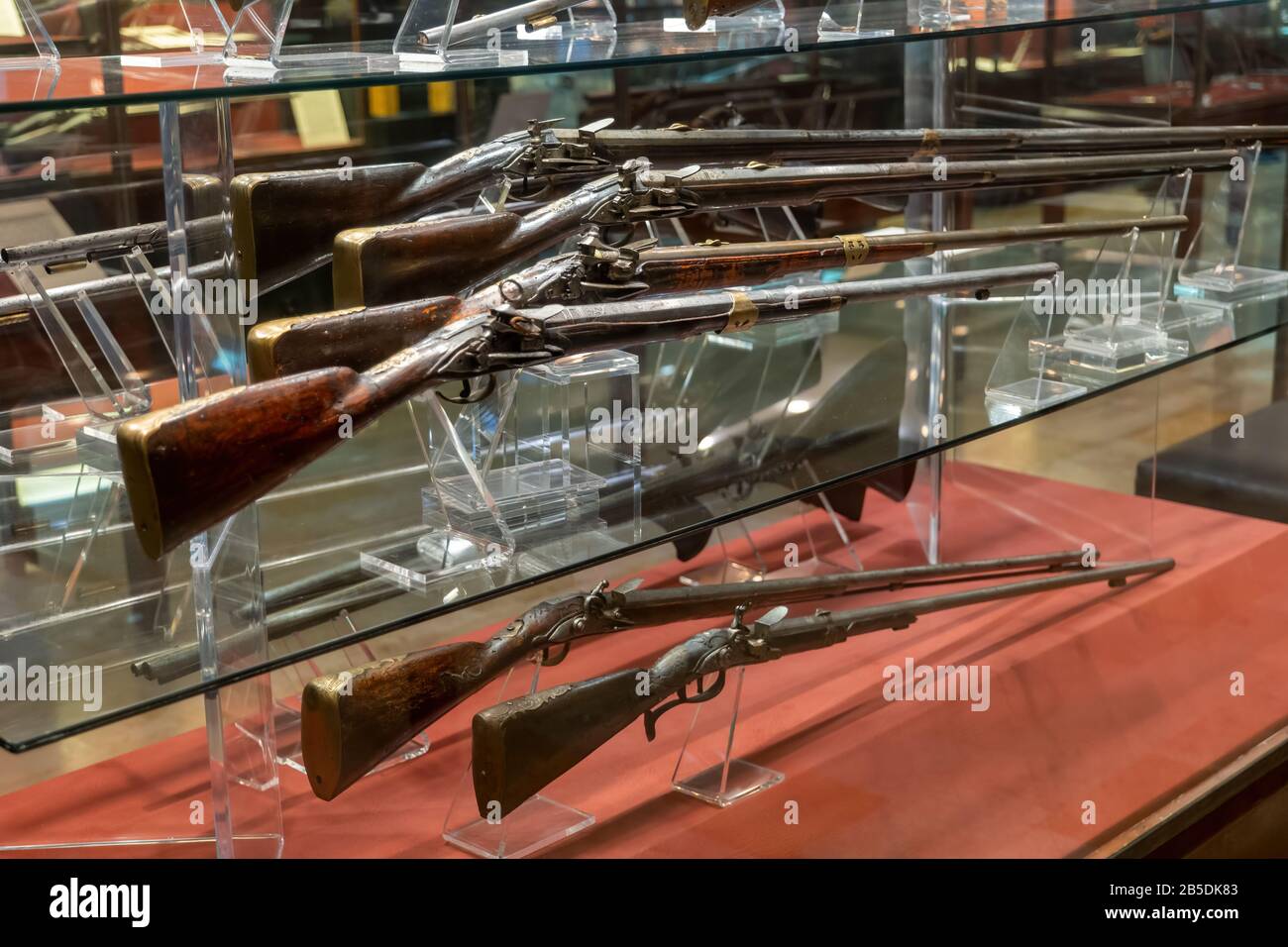 Muskets collection in Grandmaster Palace Armoury museum in Valletta, Malta Stock Photo