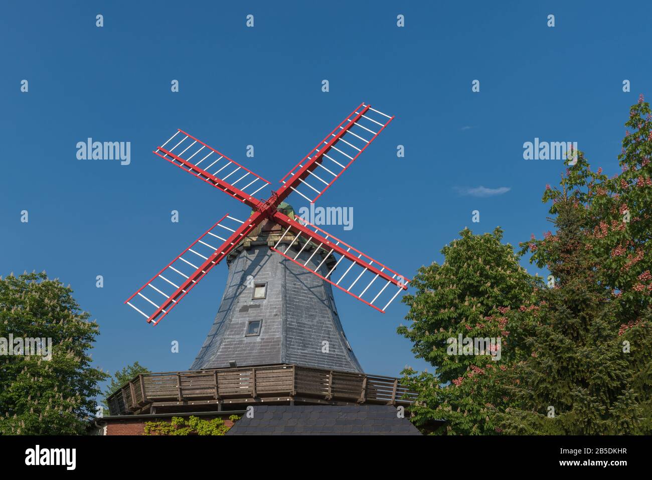 Pirsch Mühle, windmill in the village Hamfelde, county of Lauenburg, Schleswig-Holstein, North Germany, Central Europe, Stock Photo