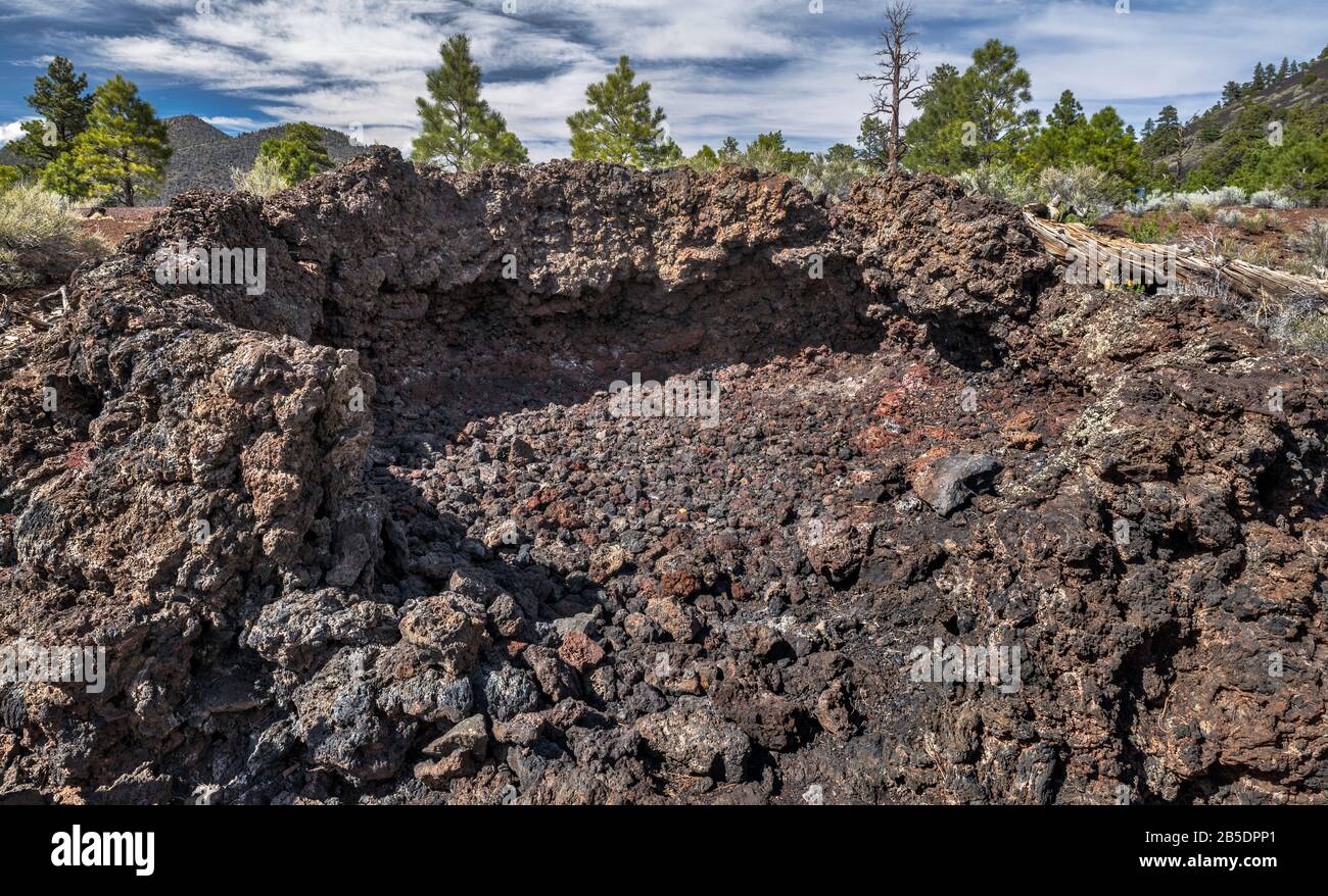 Hornito, or spatter cone, in Bonito Lava Flow, Sunset Crater Volcano National Monument, Arizona, USA Stock Photo