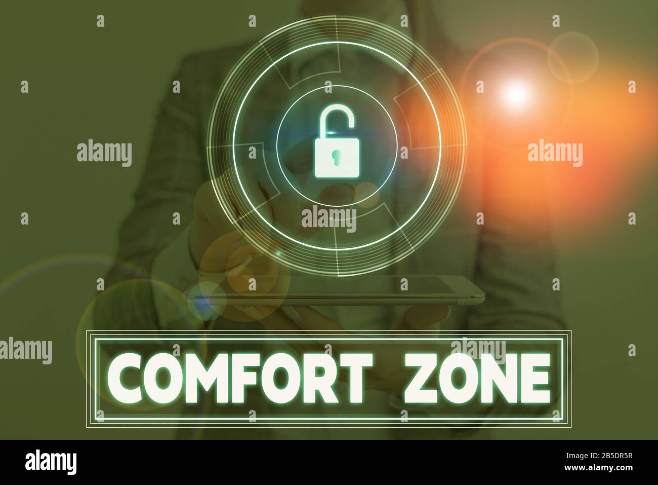 Conceptual Hand Writing Showing Comfort Zone Concept Meaning Place Or Situation Where One Feels Safe And Without Stress Stock Photo Alamy