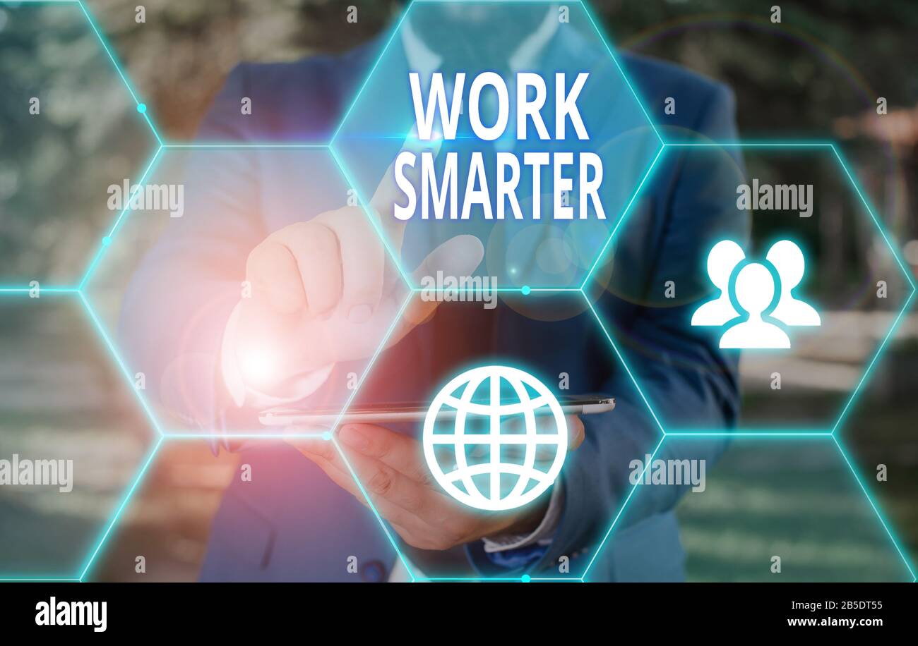 Work Intelligent Conceptual hand writing showing Work Smarter. Concept meaning figuring ...