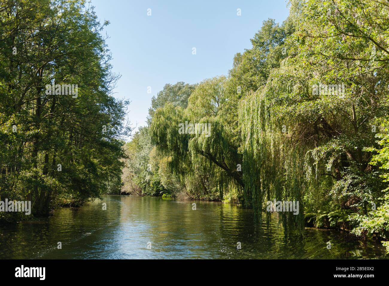 River Wakenitz, connecting Lake Ratzeburg with Lübeck, Baltic Sea, county of Lauenburg, Schleswig-Holstein, North Germany, Central  Europe Stock Photo