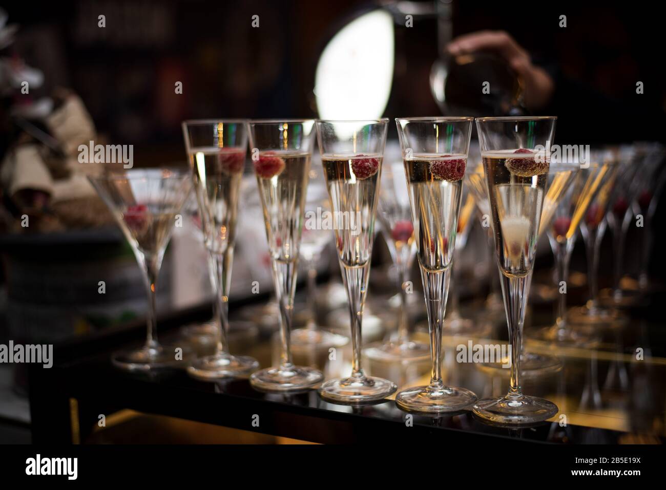 Lots of Wine / Cocktail Glasses at an event or party Stock Photo Alamy