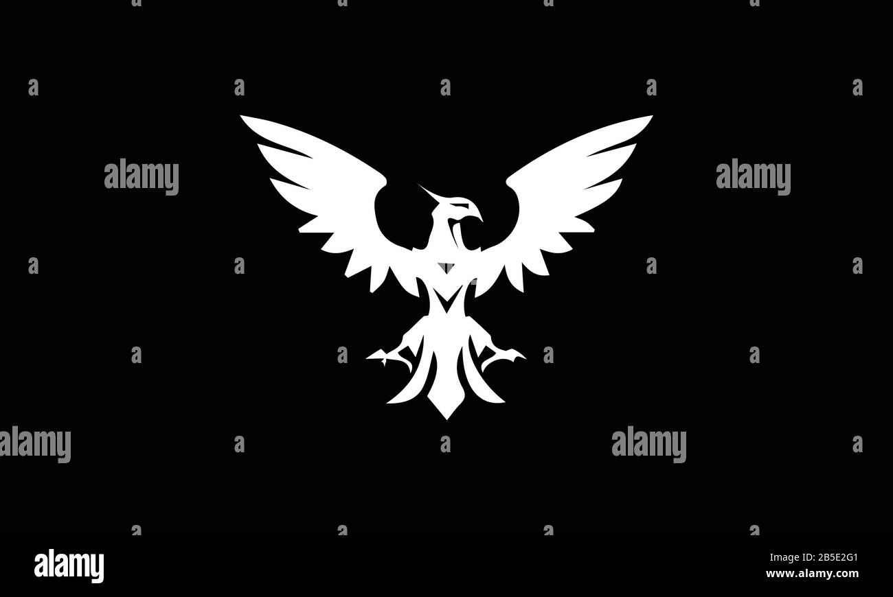 eagle silhouette in black and white Stock Vector